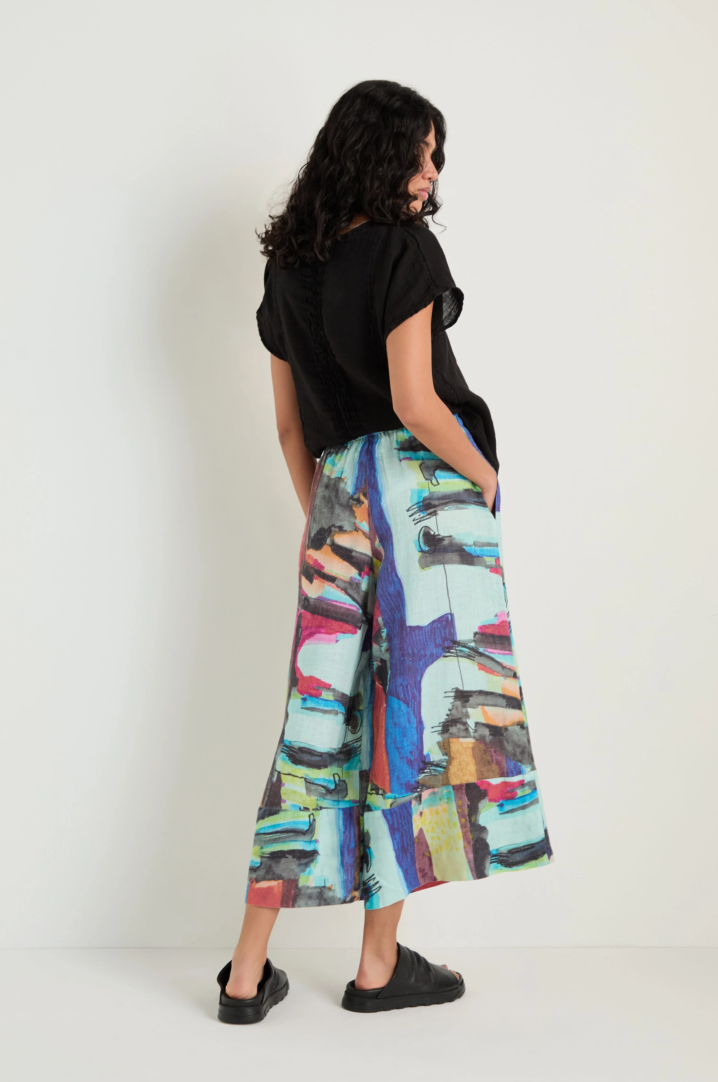 Abstract Print Wide Leg Trousers - Image 3