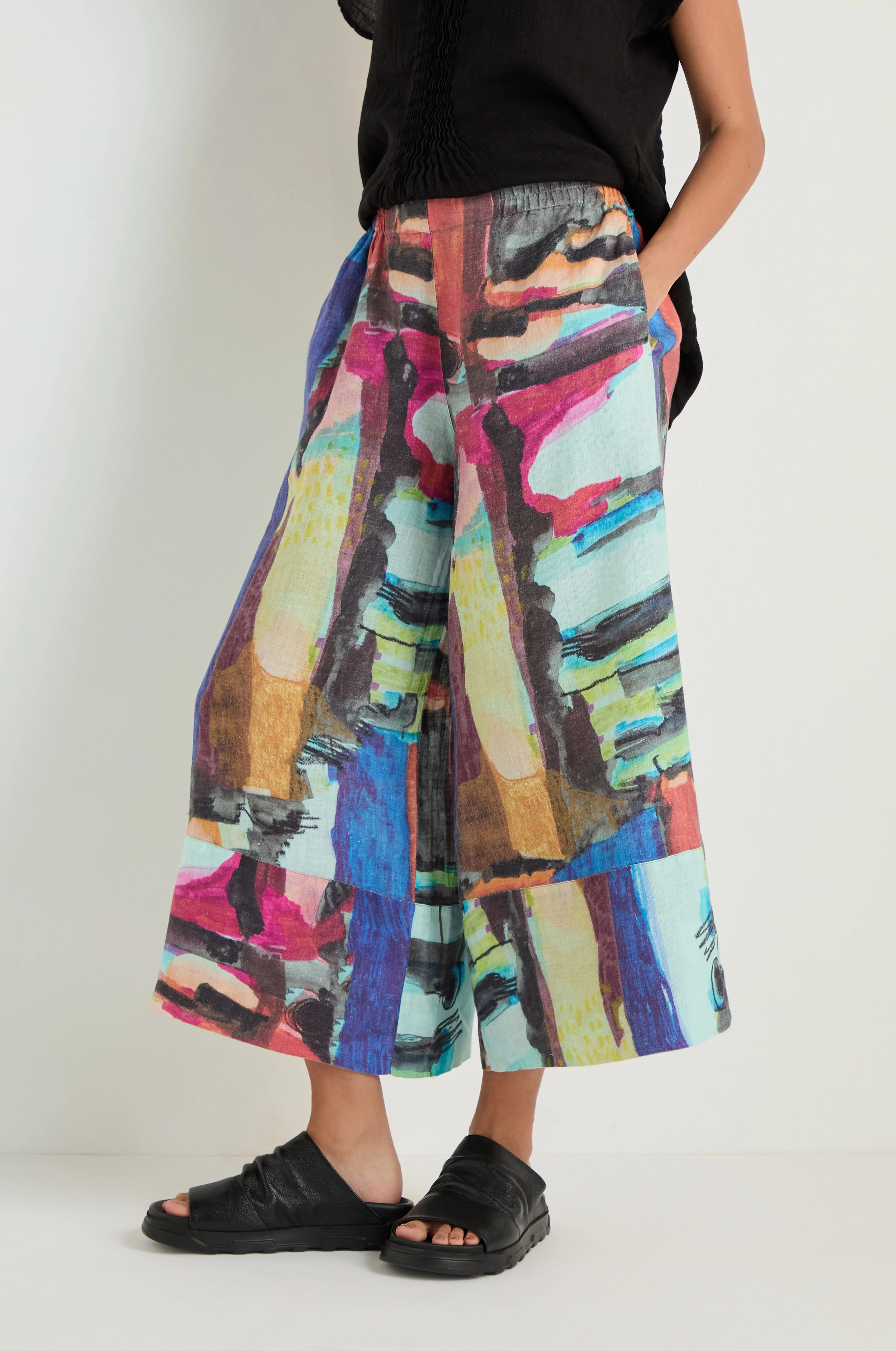 Abstract Print Wide Leg Trousers - Image 4