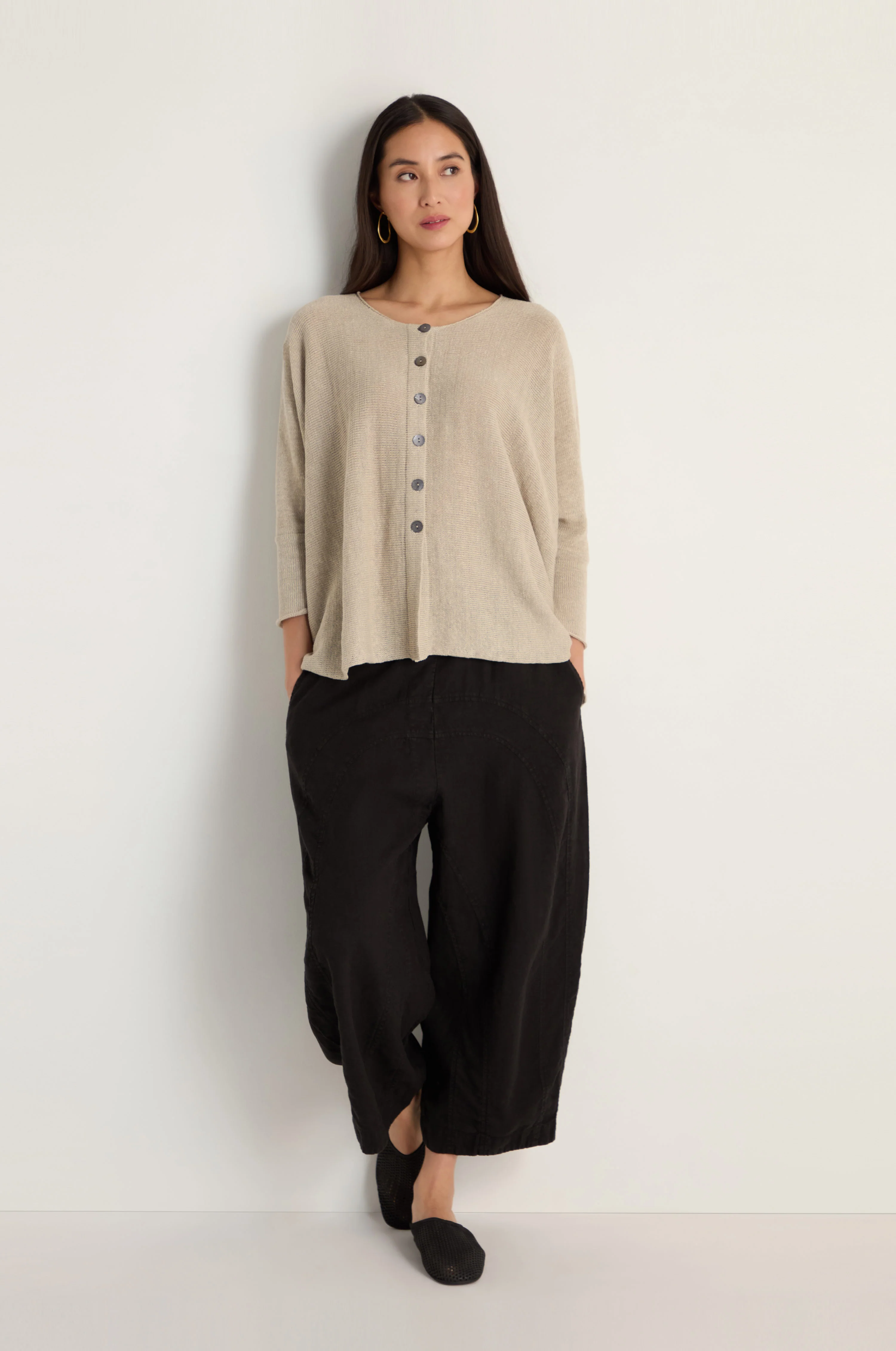 Boxy Linen Button Cardigan - Image 3