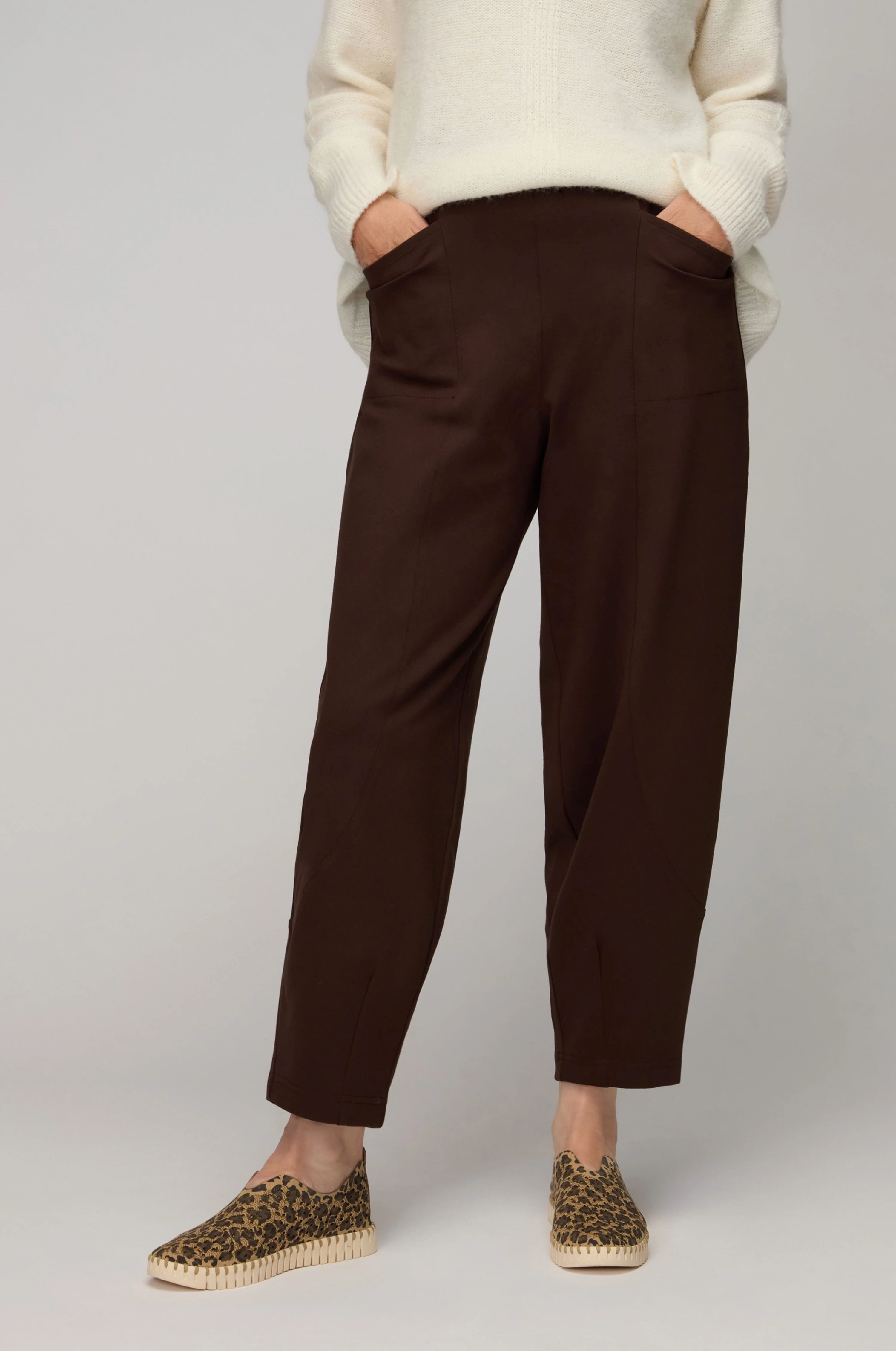 Chocolate Ponte Bubble Trousers - Image 3