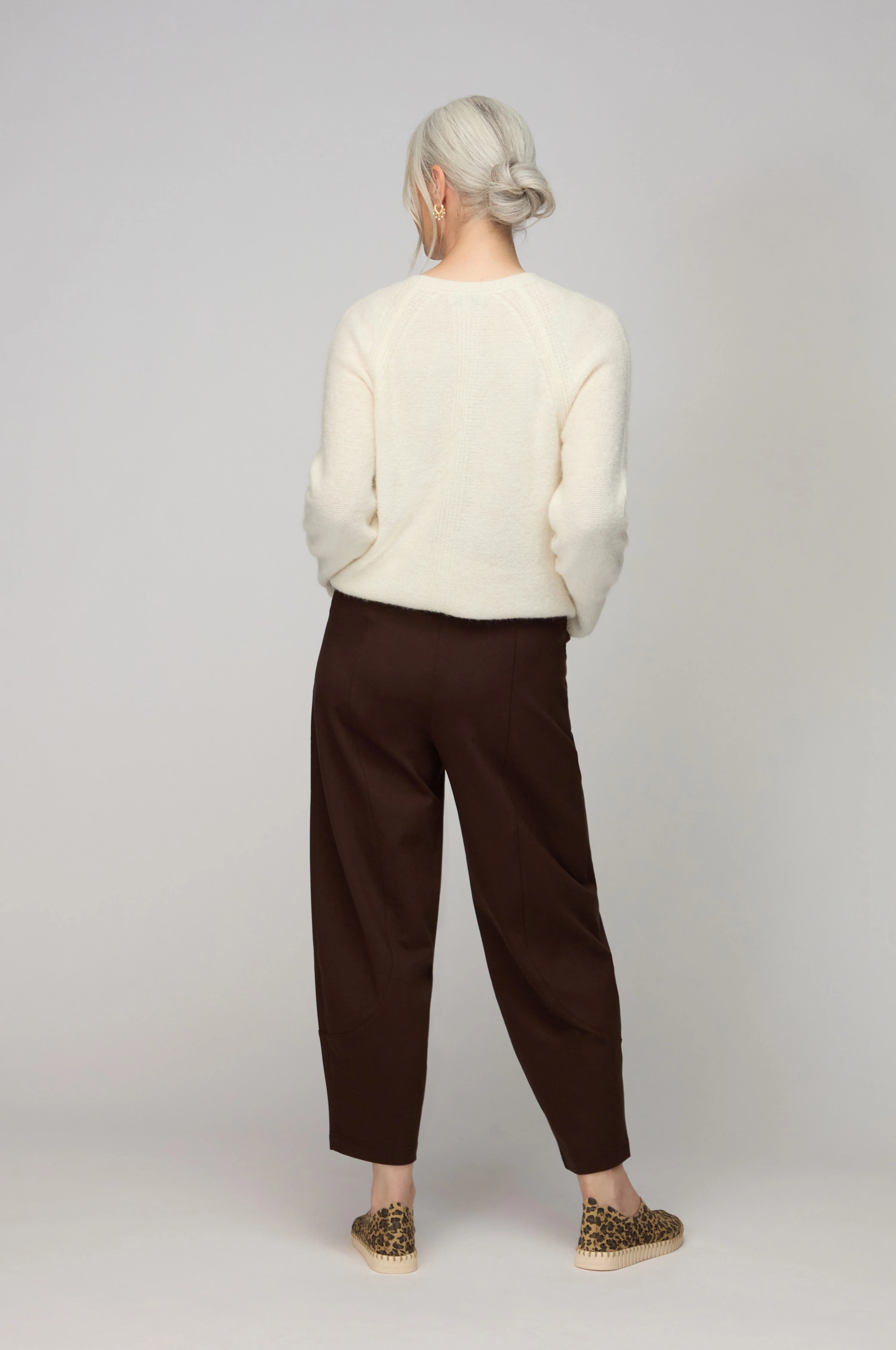 Chocolate Ponte Bubble Trousers - Image 4