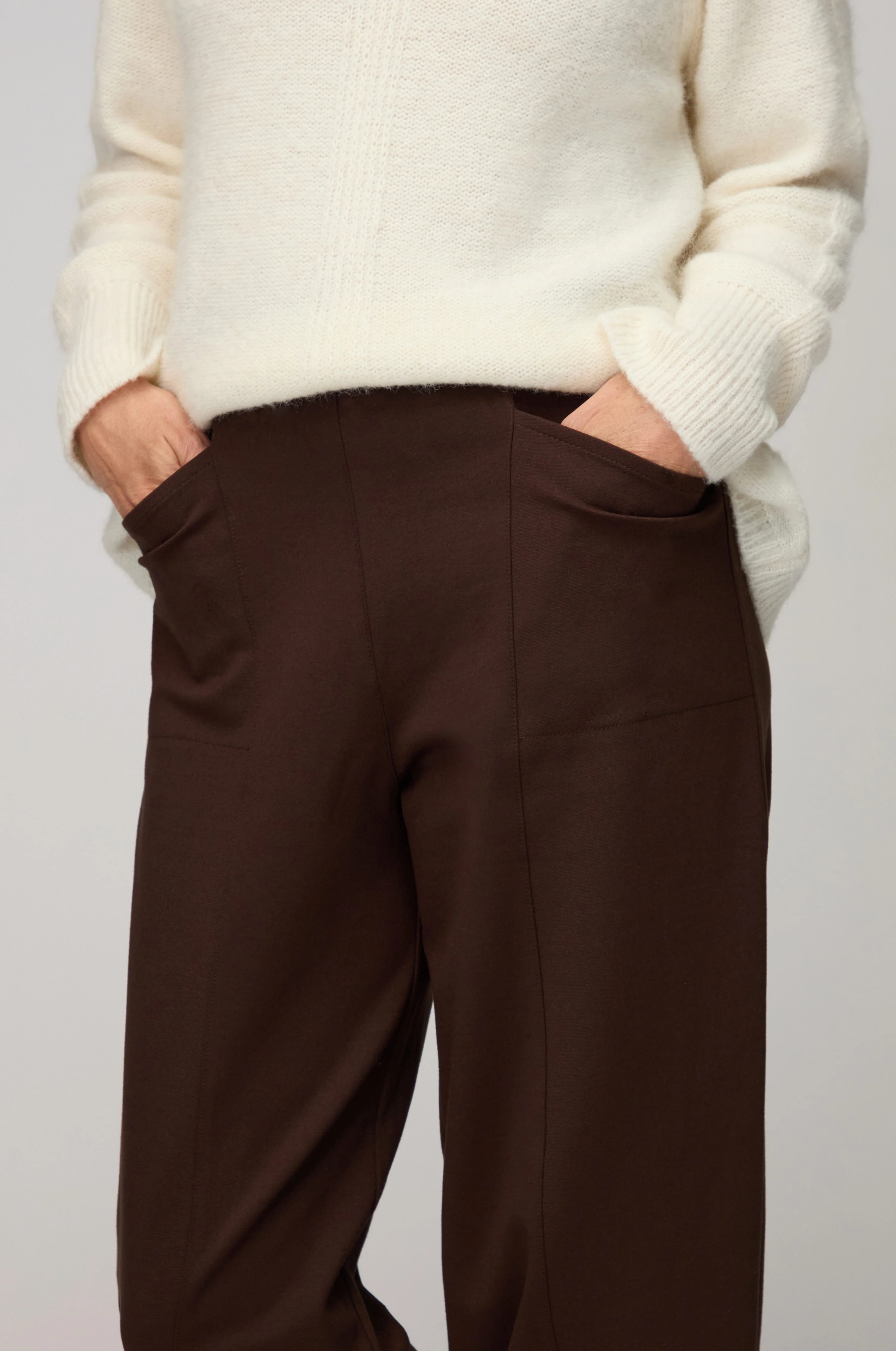 Chocolate Ponte Bubble Trousers - Image 5