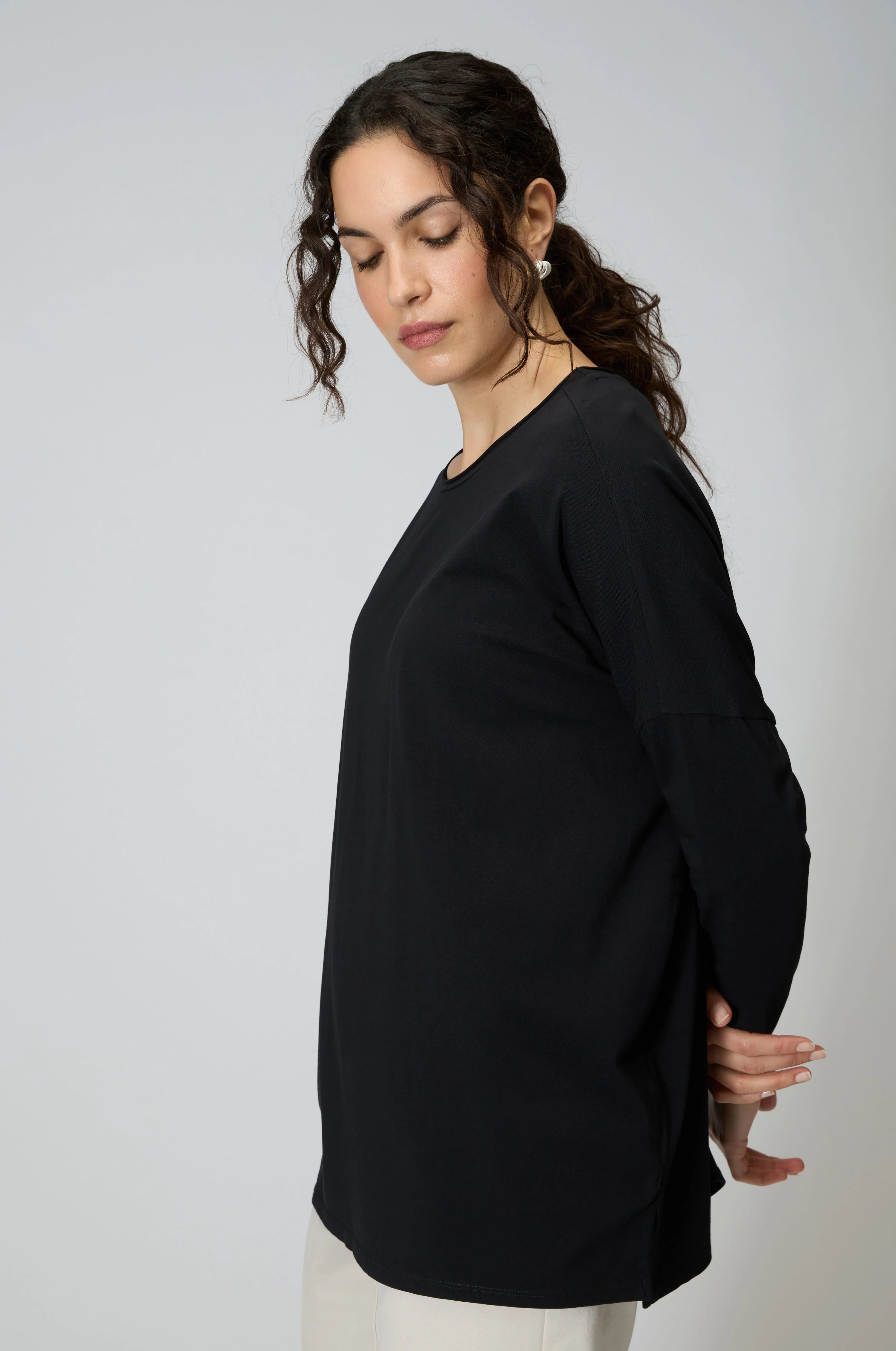 Cotton Jersey Black Relaxed Top - Image 3