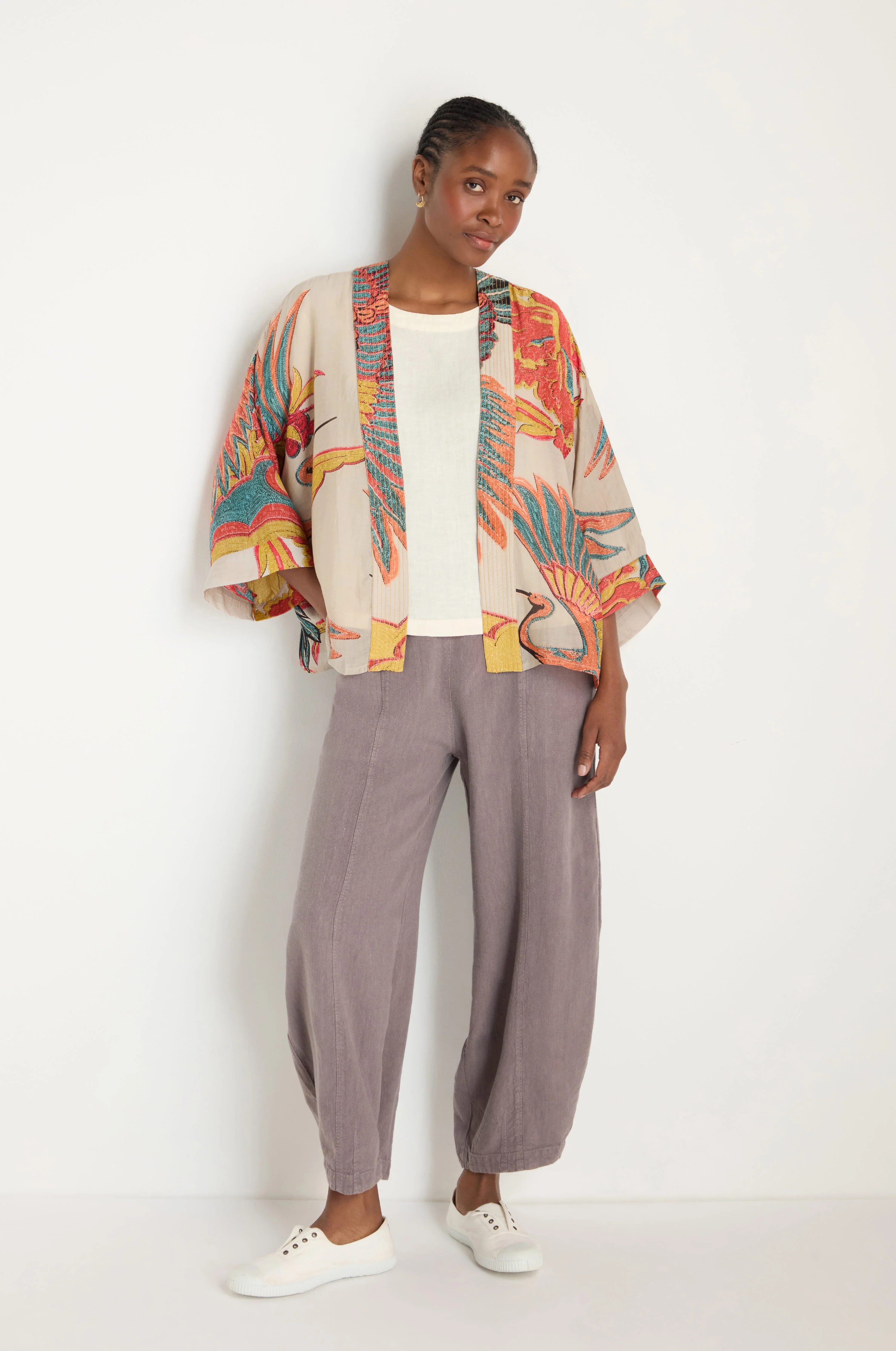 Crane Stone Print Kimono - Image 4