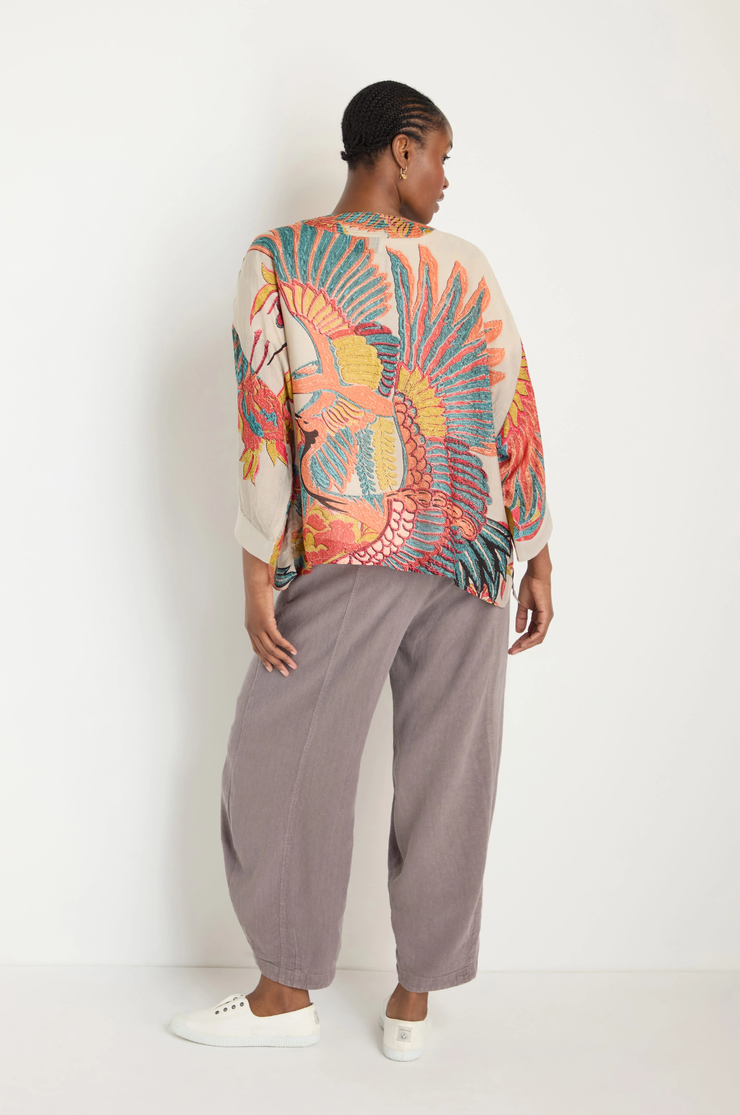 Crane Stone Print Kimono - Image 5