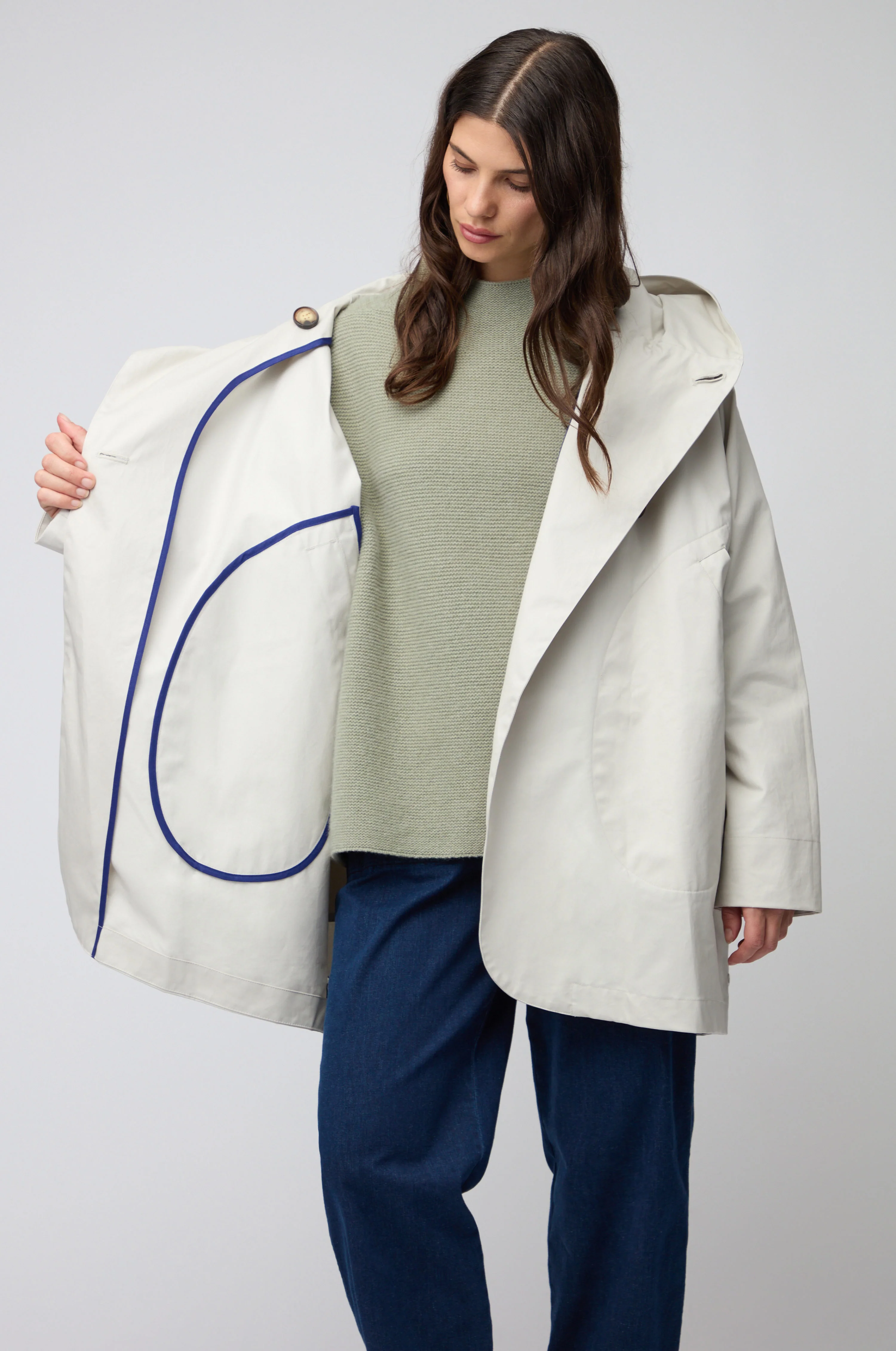 Cream Oversized Parka With Hood - Image 3