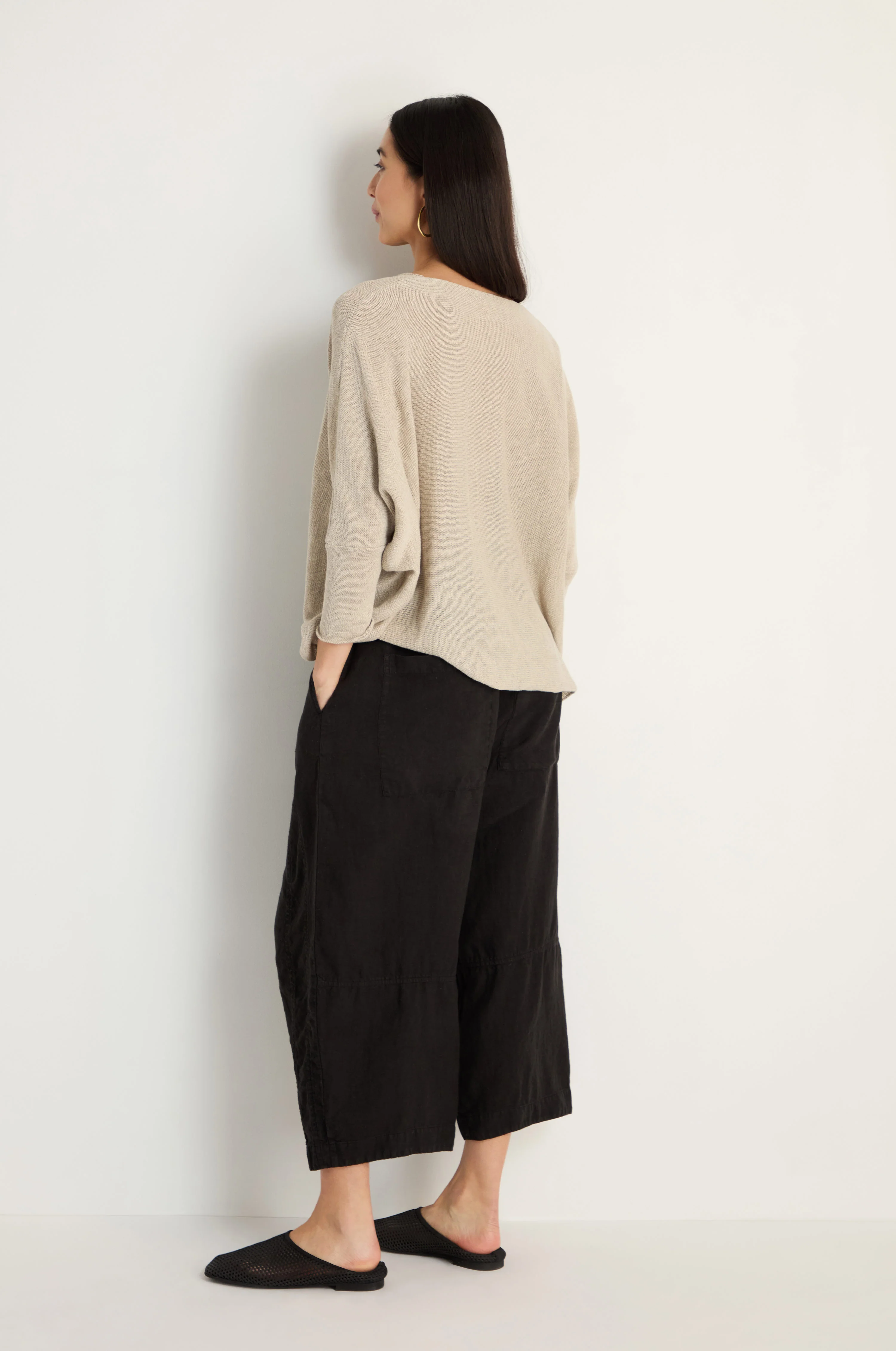 Curved Seam Linen Trousers - Image 5