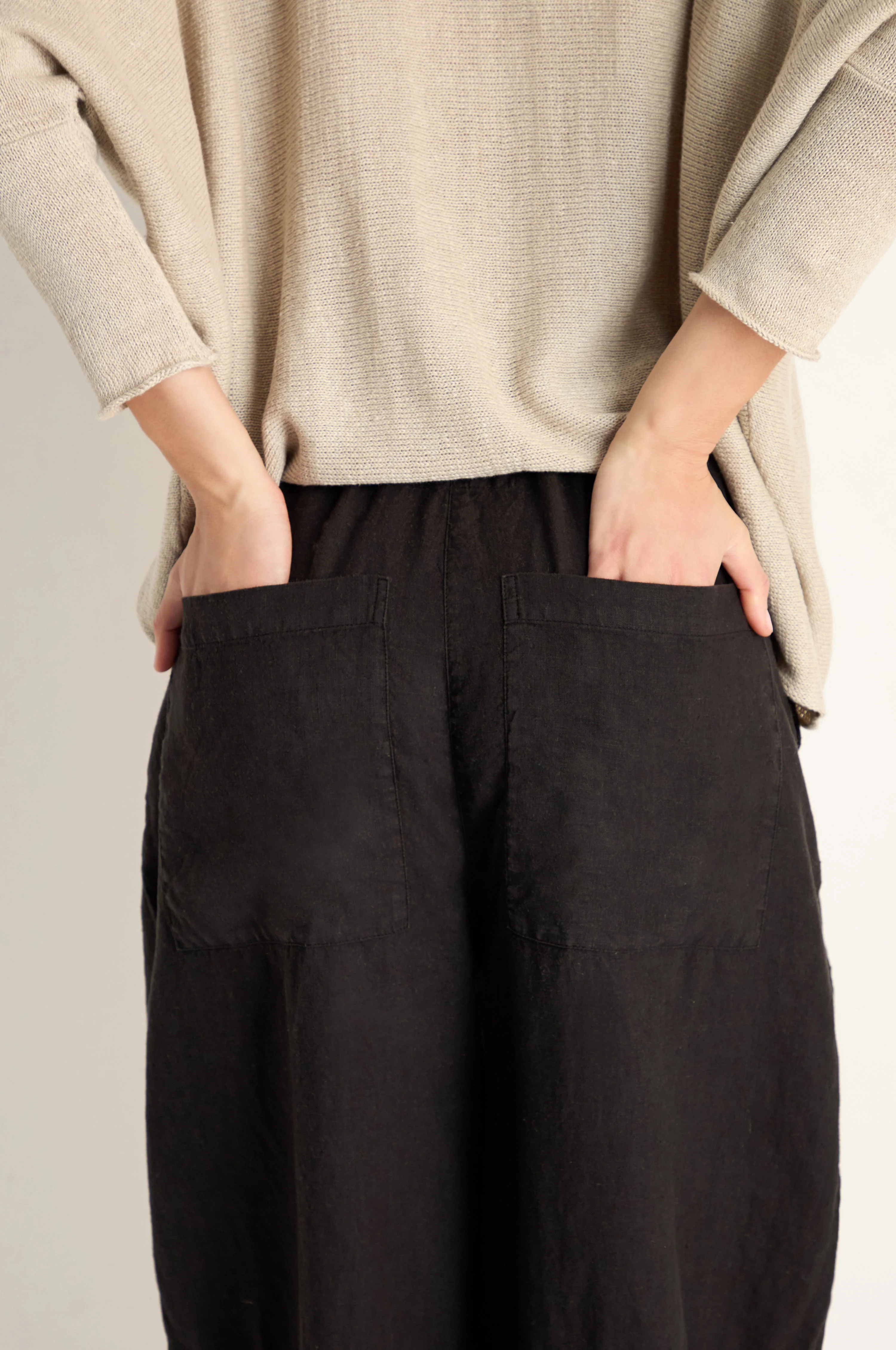 Curved Seam Linen Trousers - Image 6