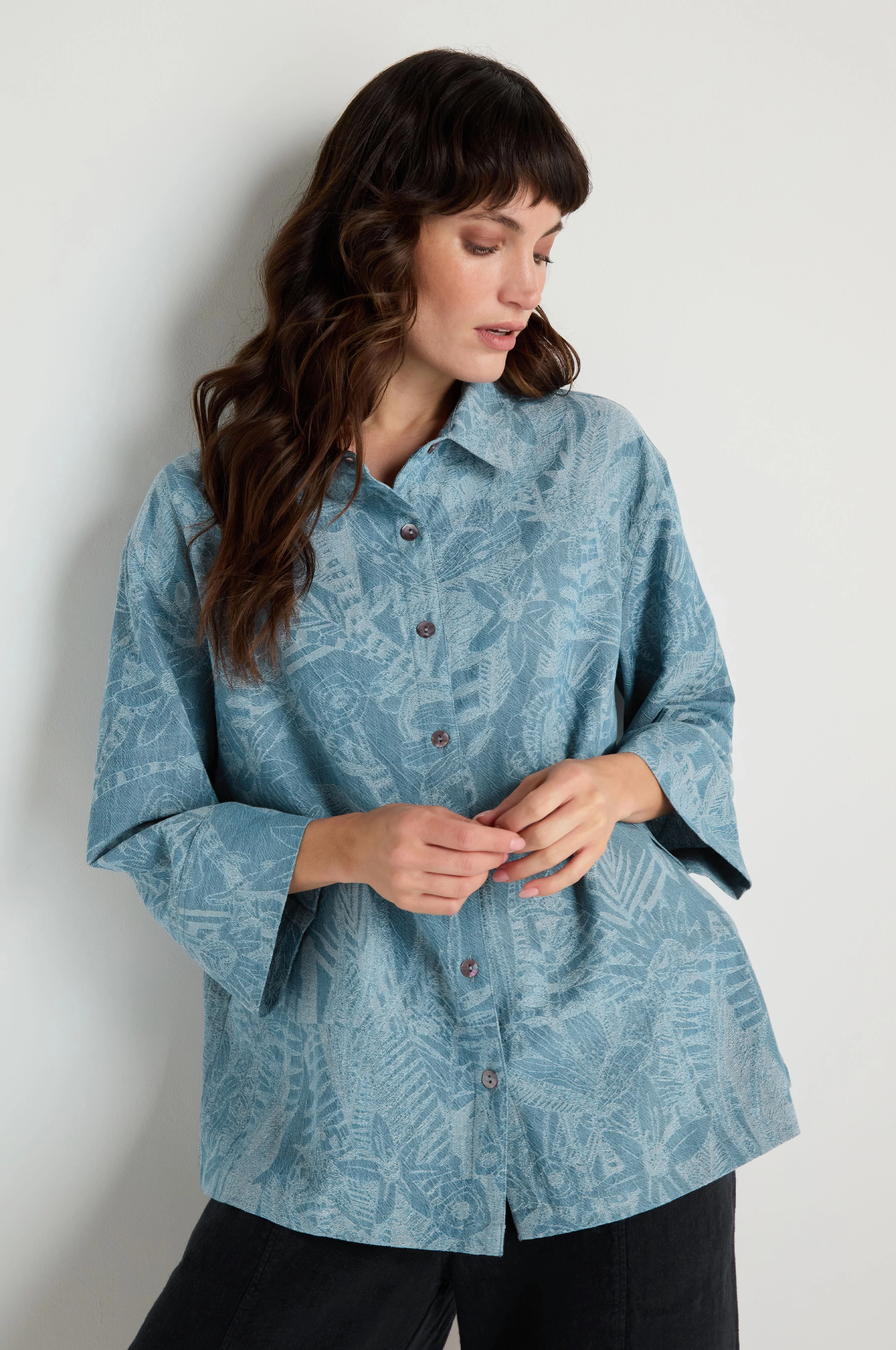 Floral Jacquard Cotton Shirt - Image 3