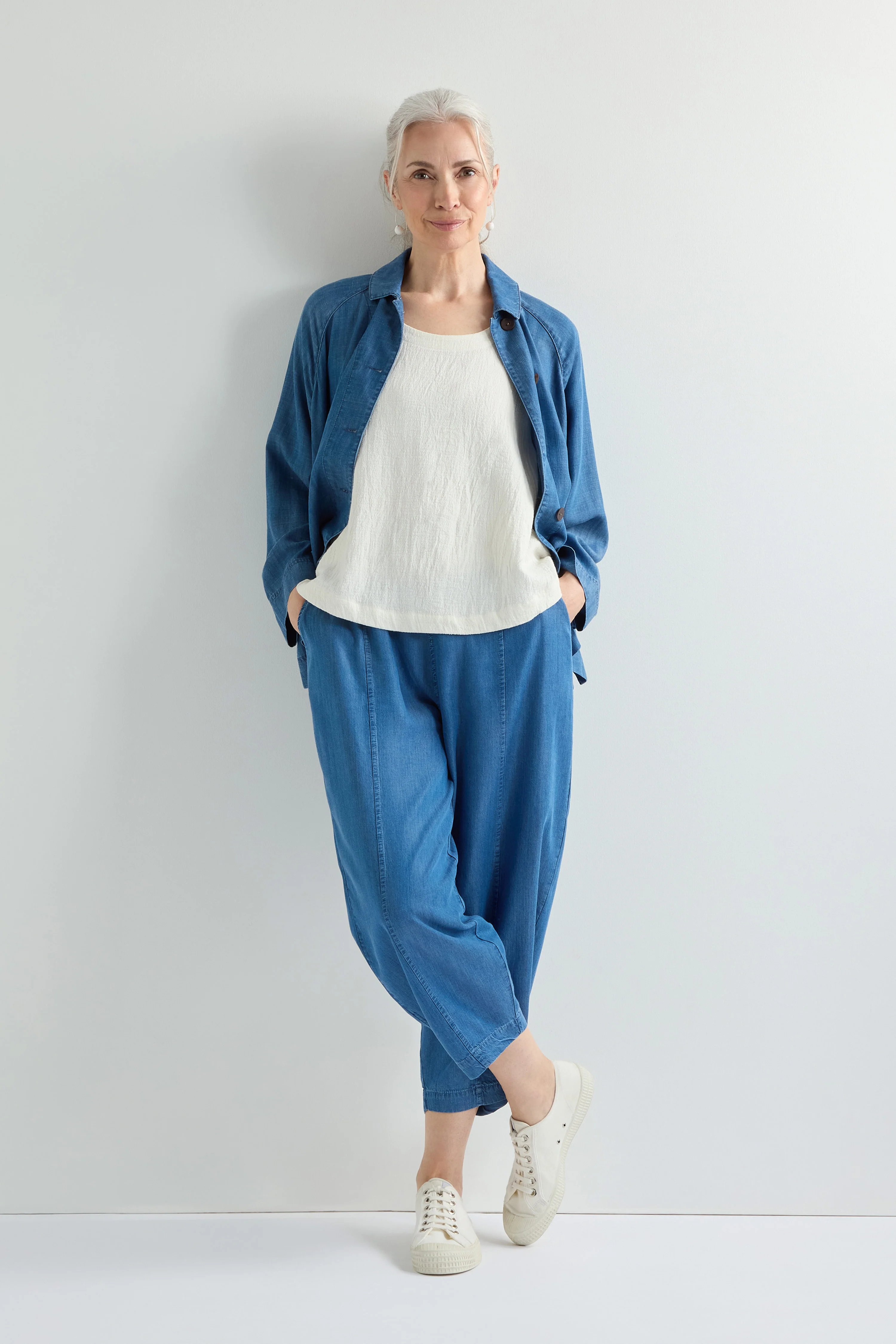 Fluid Denim Bubble Trousers - Image 3