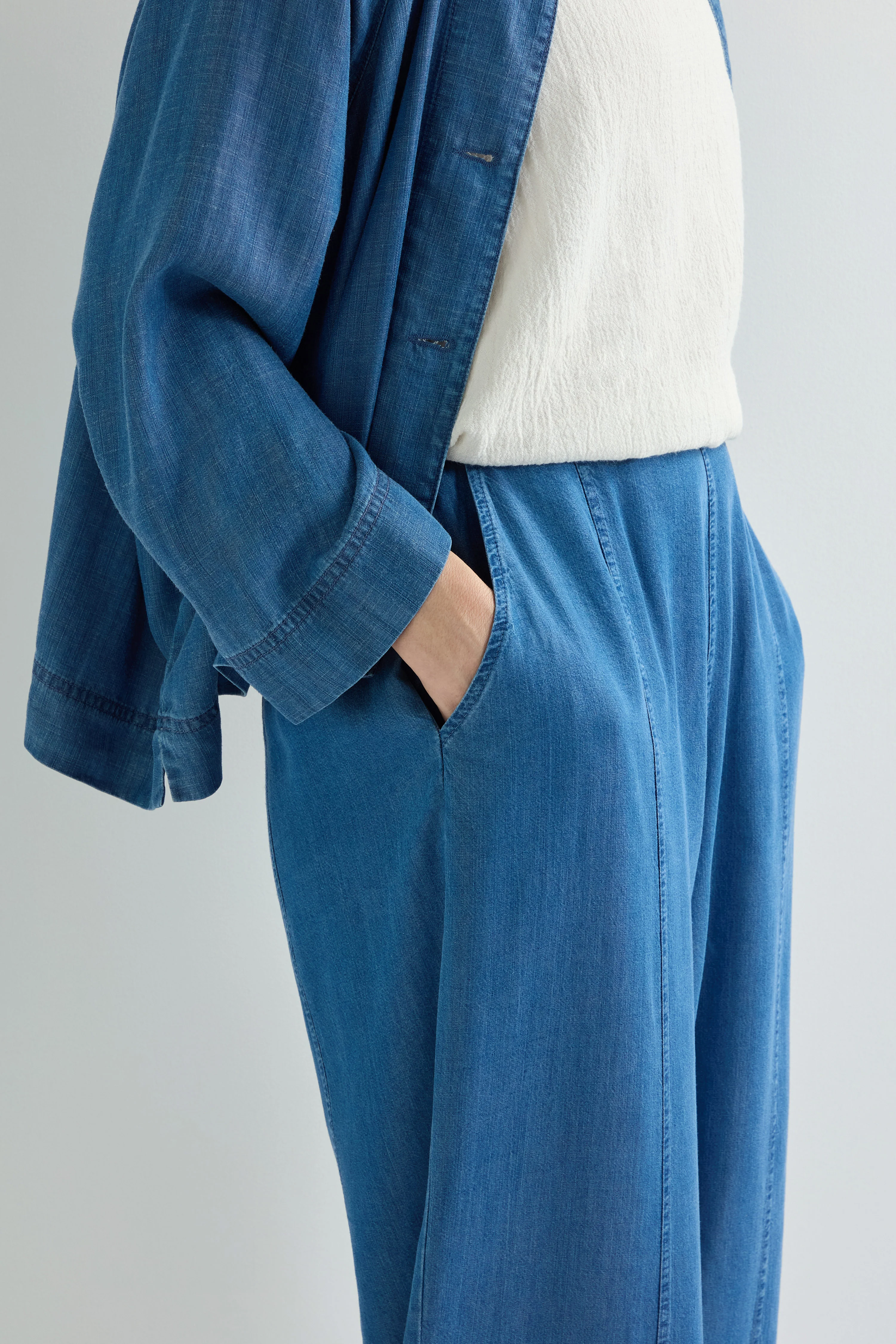 Fluid Denim Bubble Trousers - Image 4