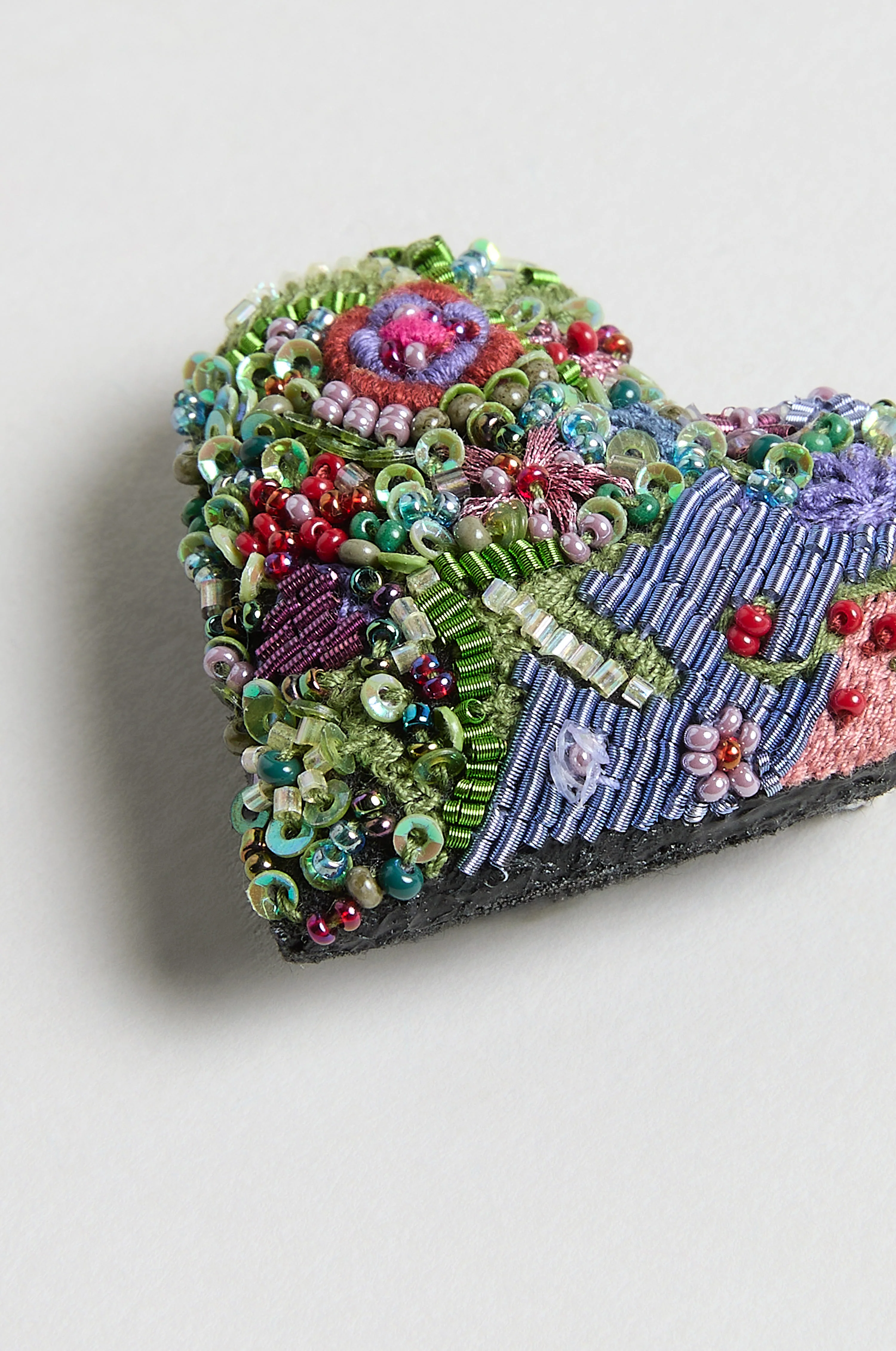 Hand Embroidered Blooming Heart Brooch - Image 3