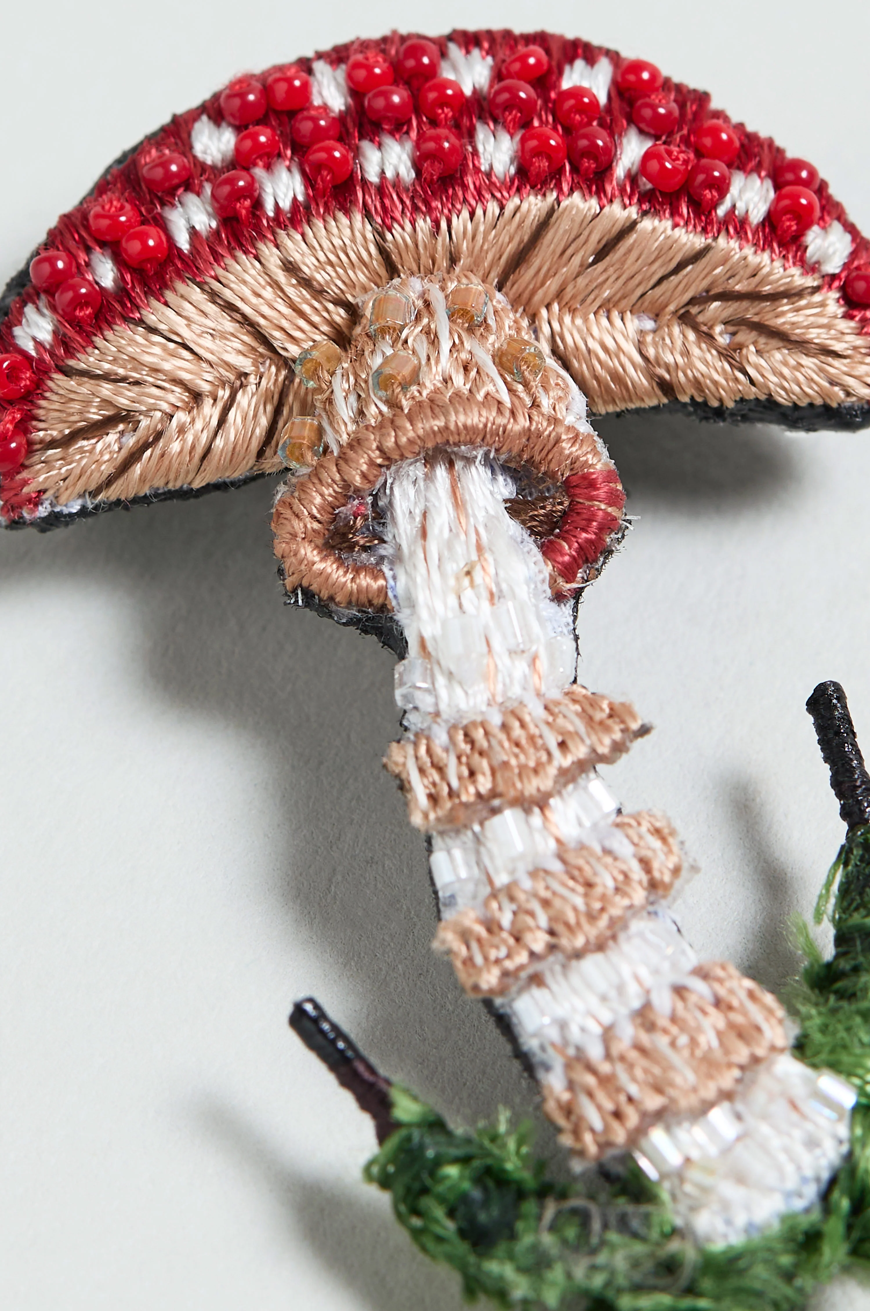 Hand Embroidered Fly Mushroom Brooch - Image 3