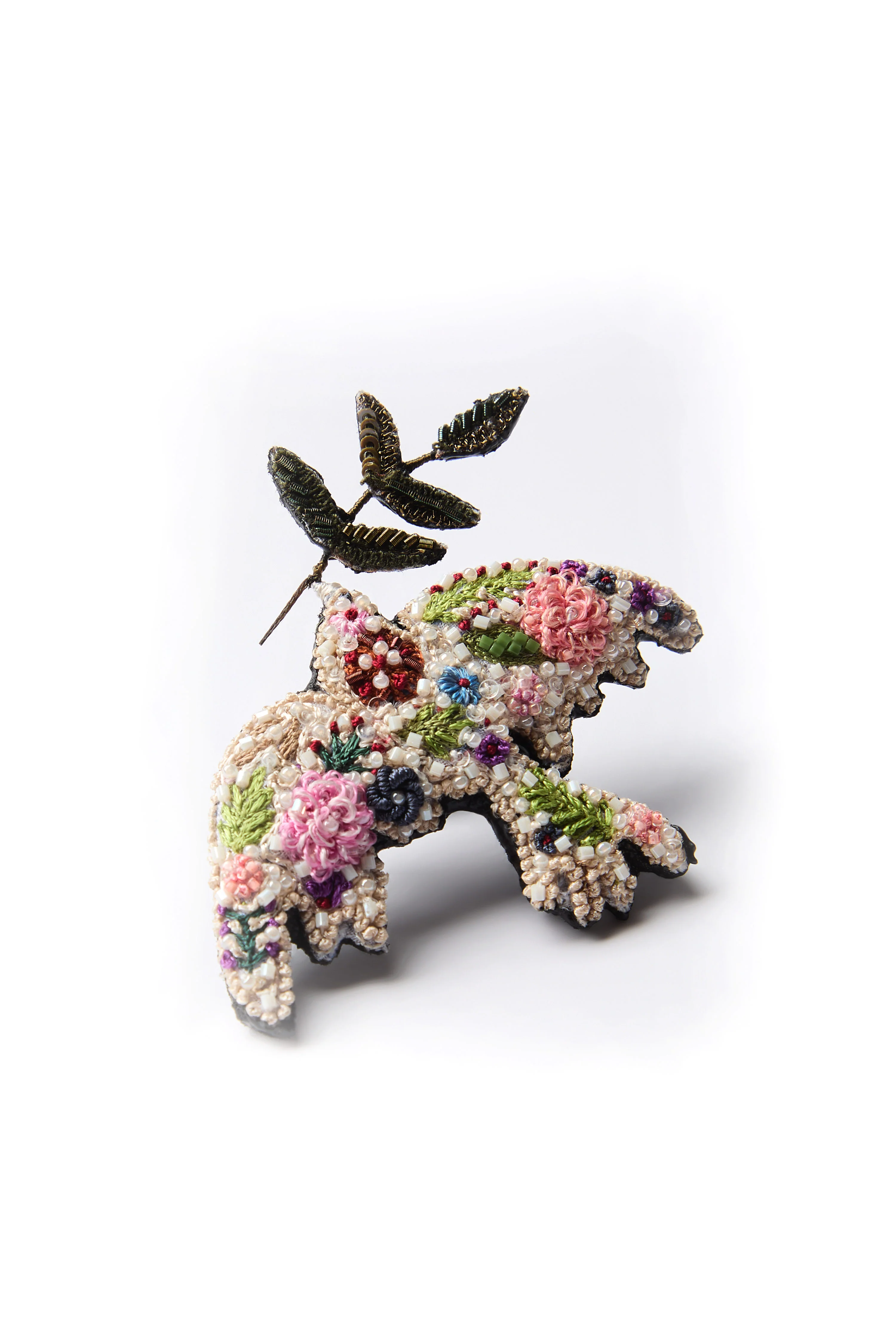 Hand Embroidered Peace Dove Brooch - Image 3