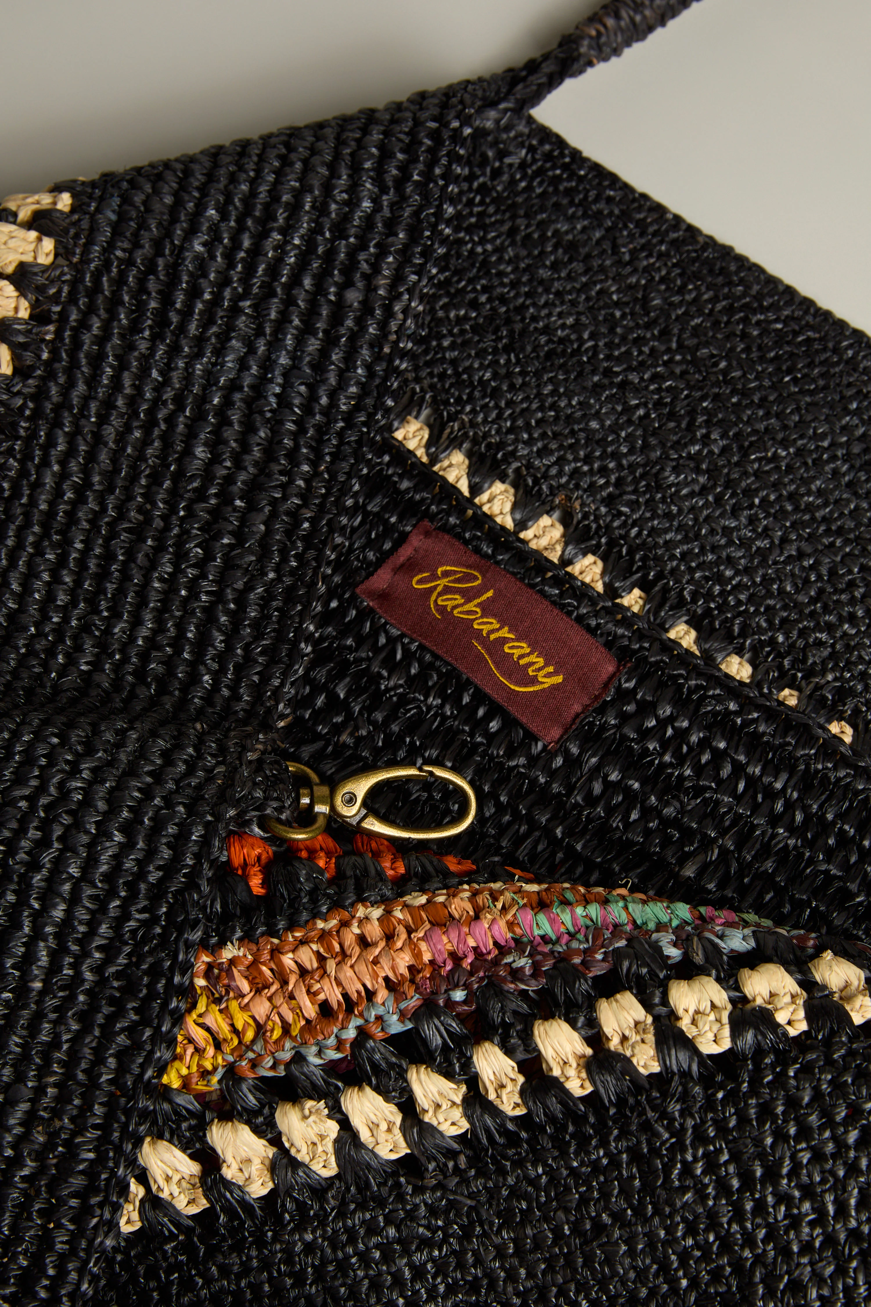 Handwoven Crochet Stripe Raffia Bag - Image 4