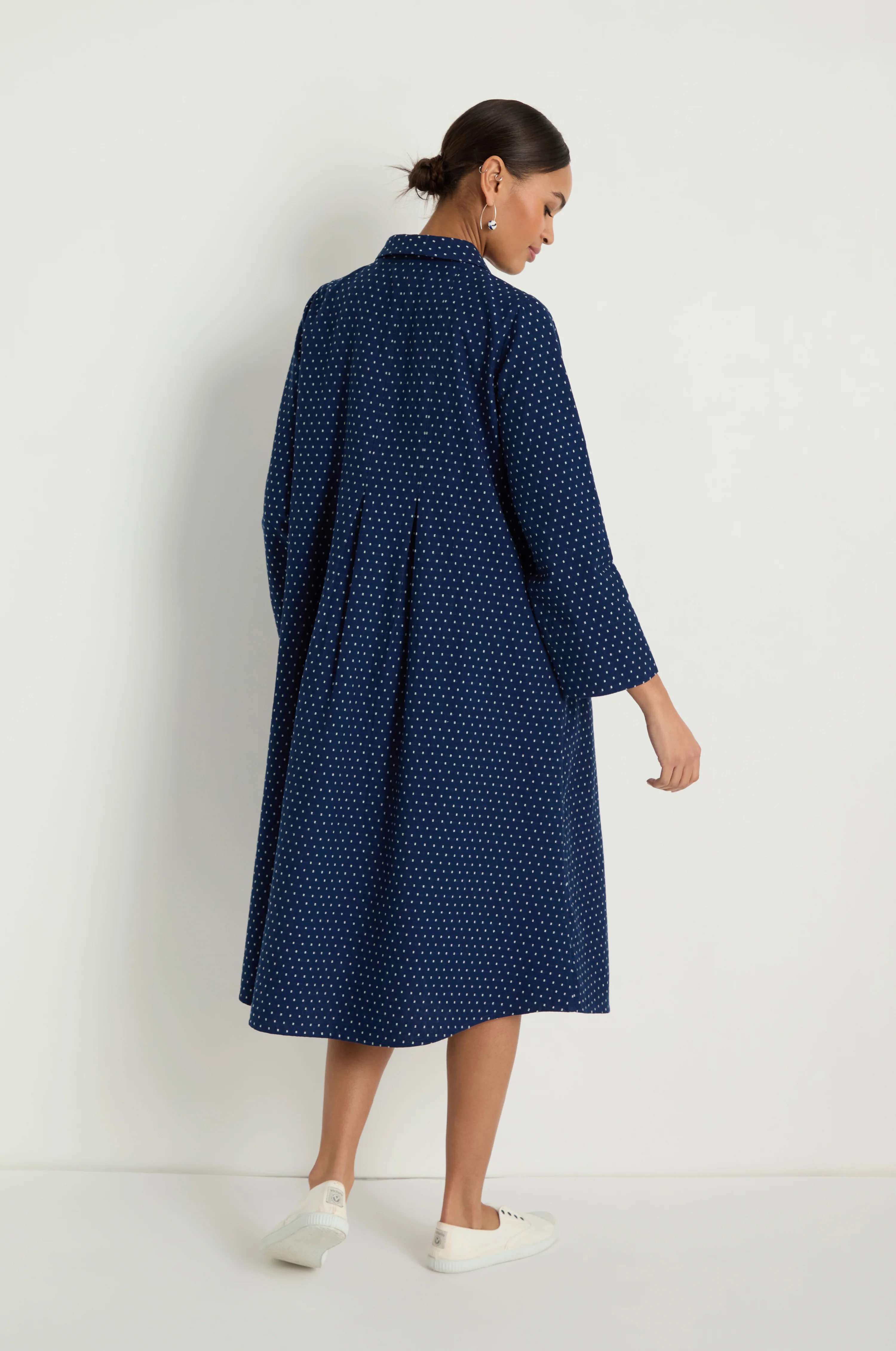 Indigo Spot Cotton Shirt Dress - Image 4