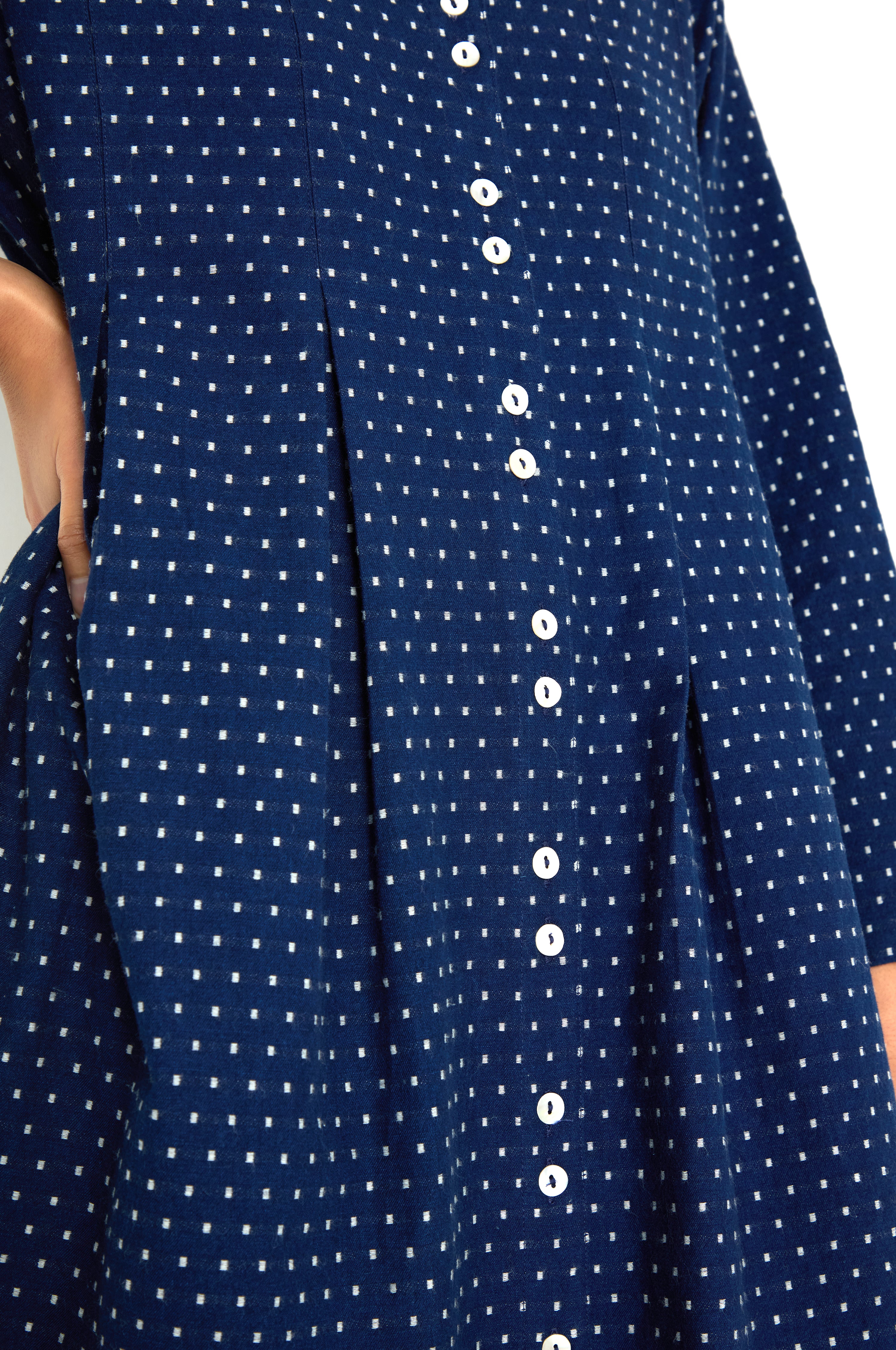 Indigo Spot Cotton Shirt Dress - Image 5