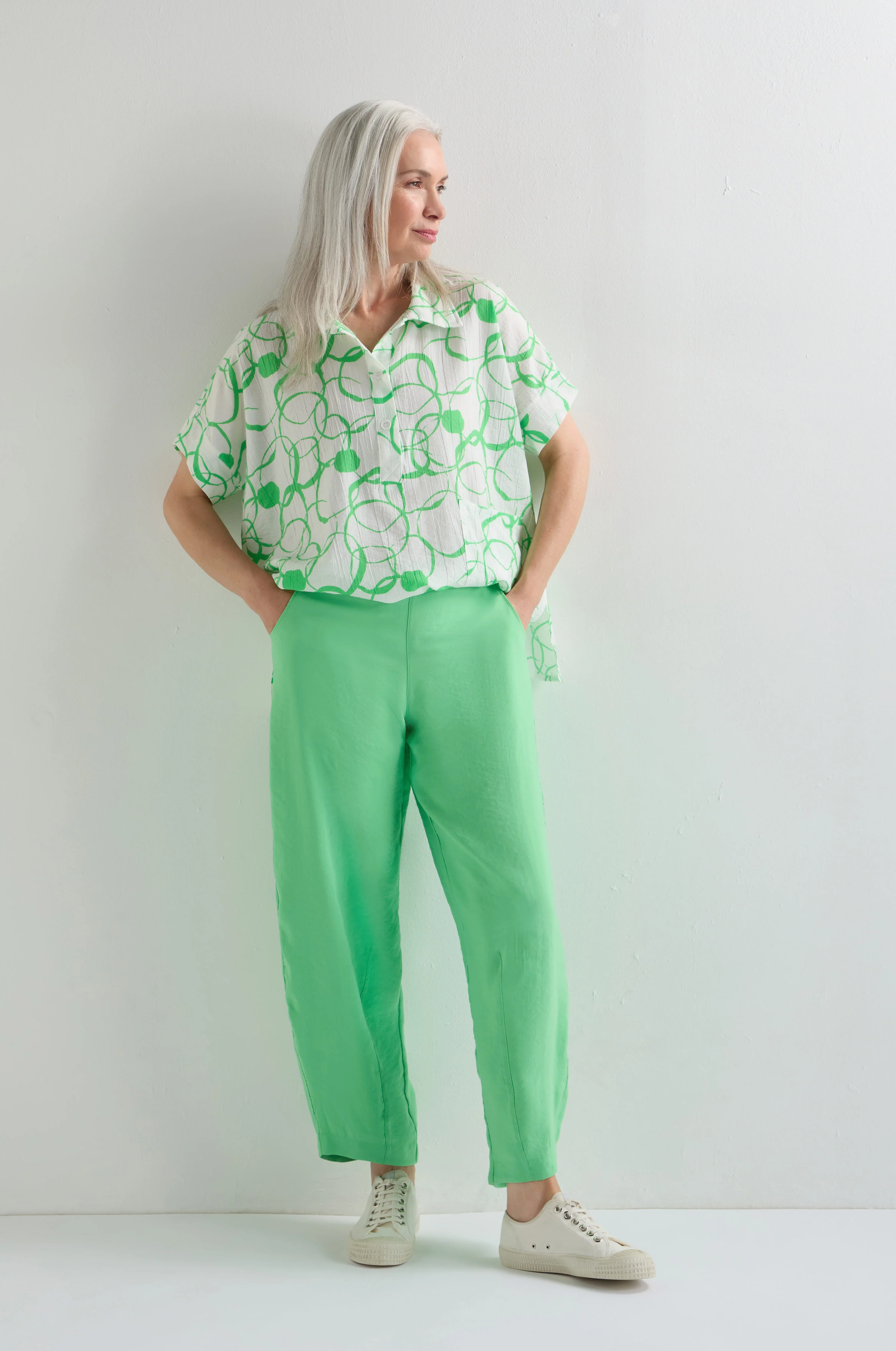 Leaf Green Bubble Trousers - Image 3