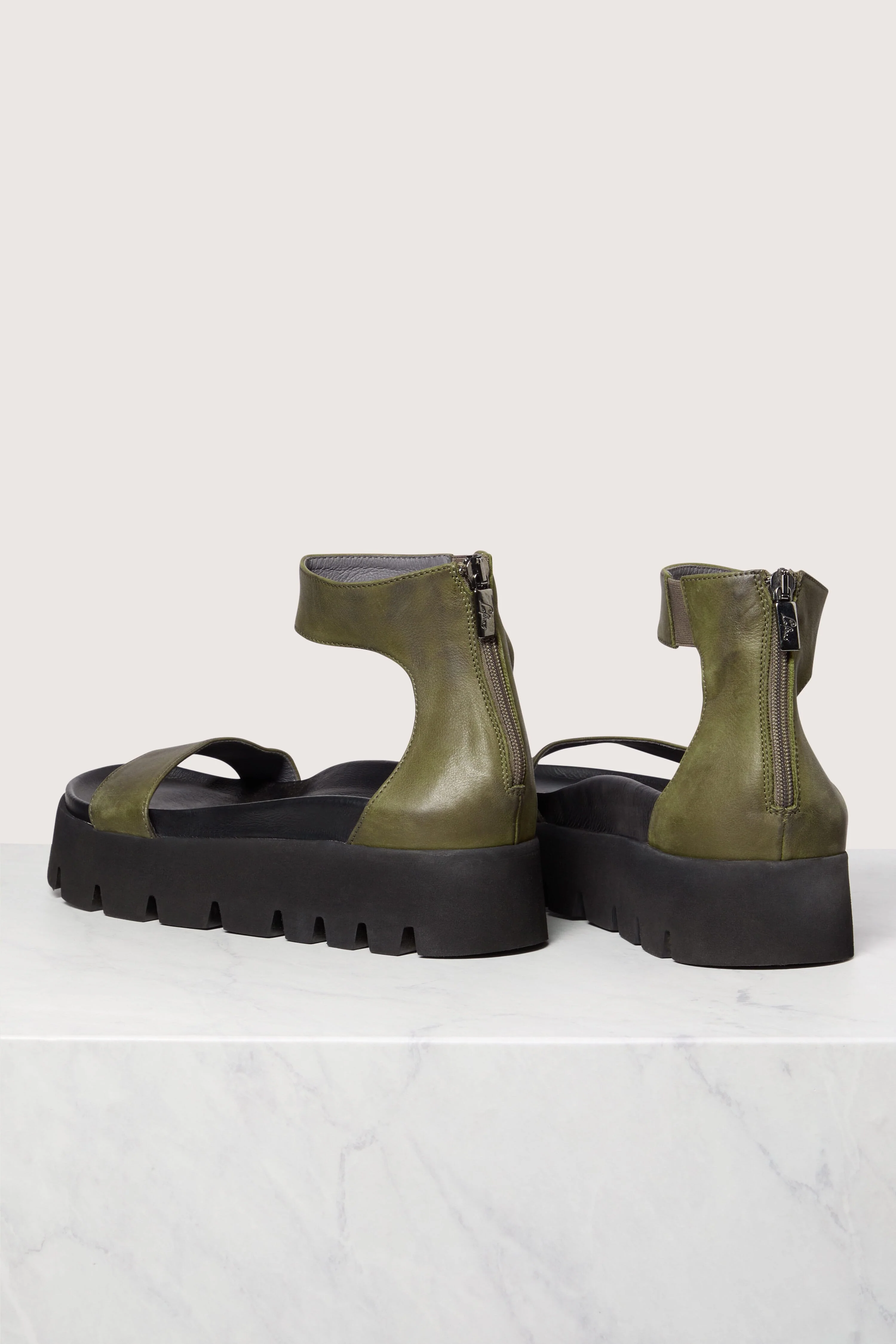 Leather Platform Zip Sandal - Image 5