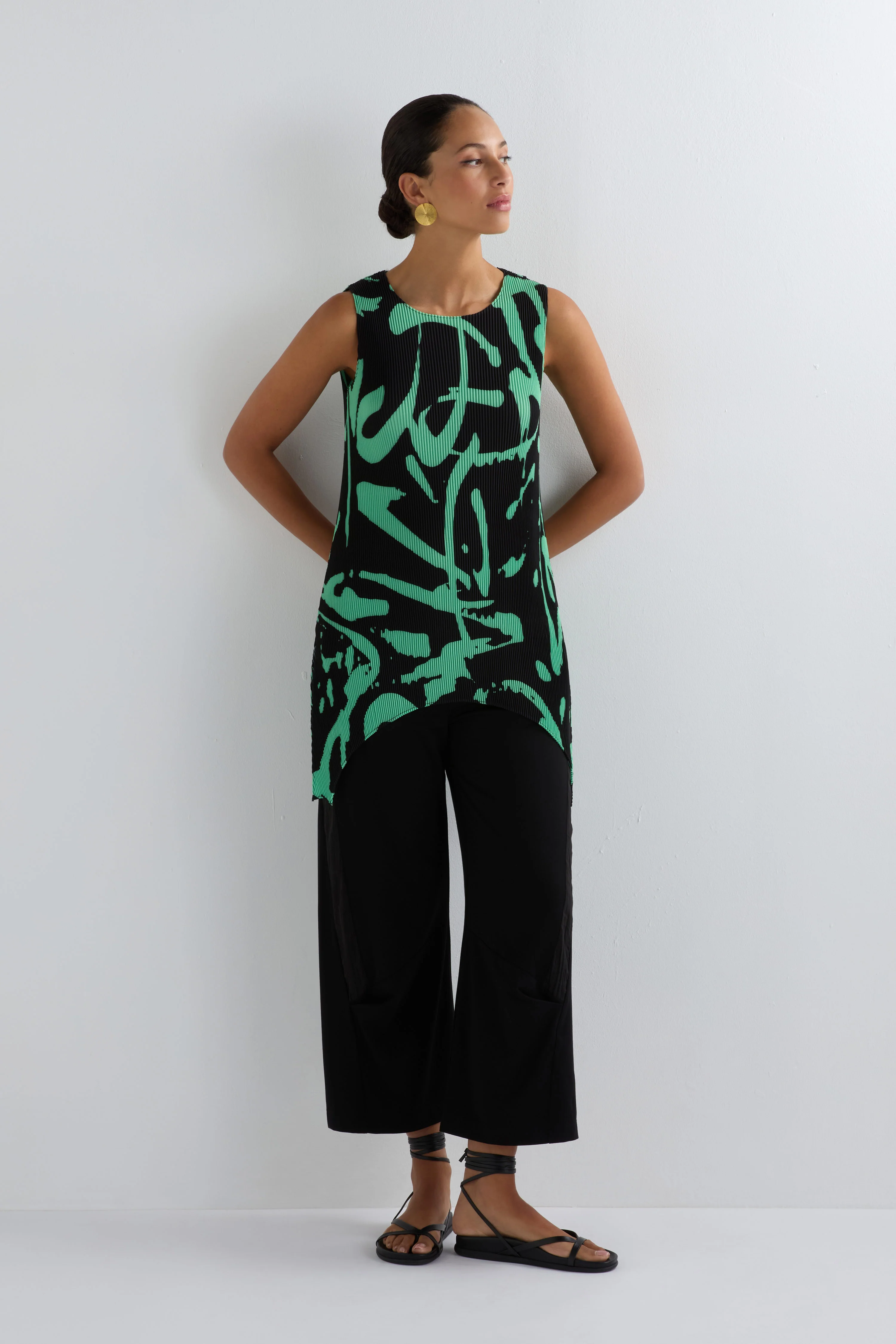 Long Print Pleated Vest - Image 3