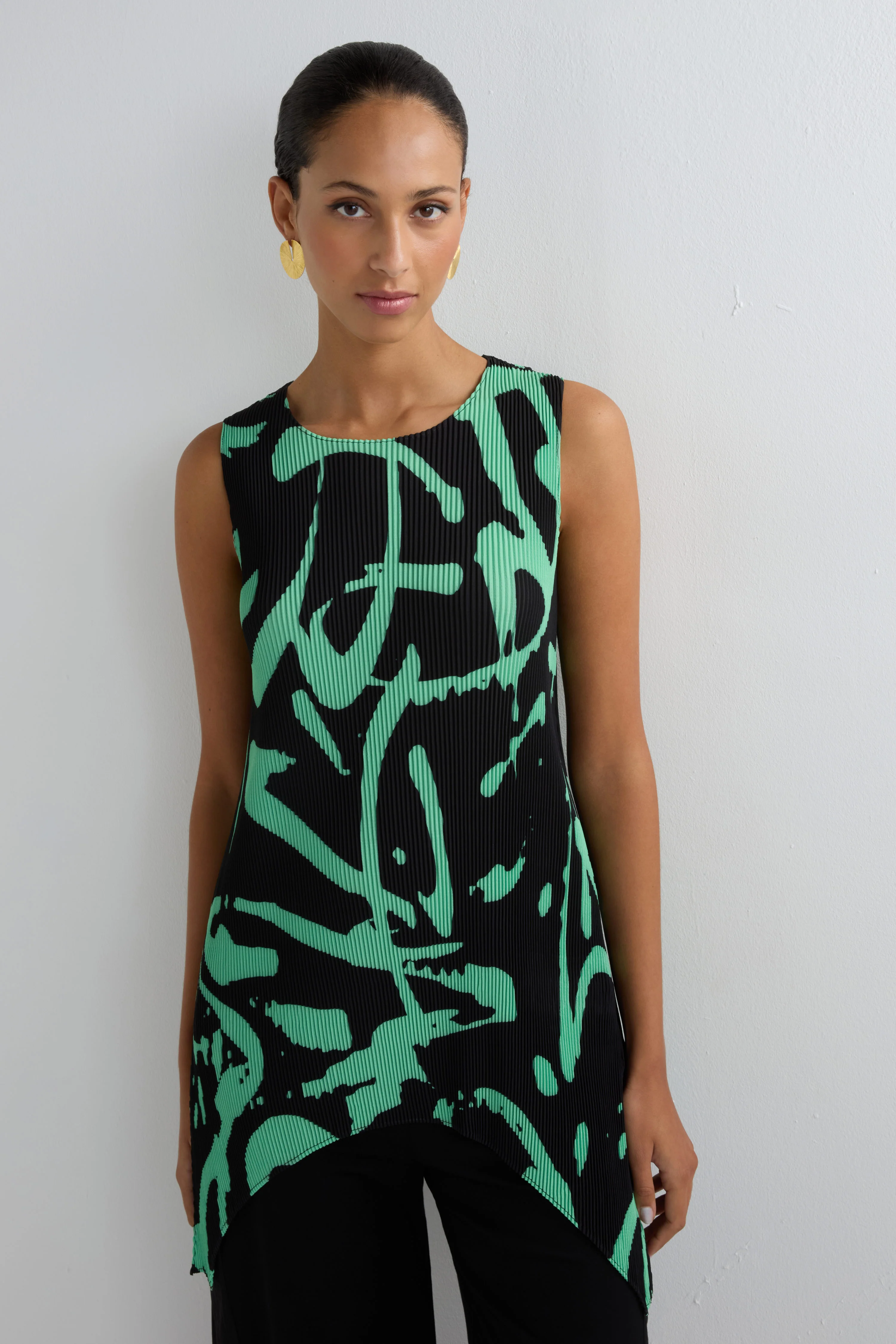 Long Print Pleated Vest - Image 4