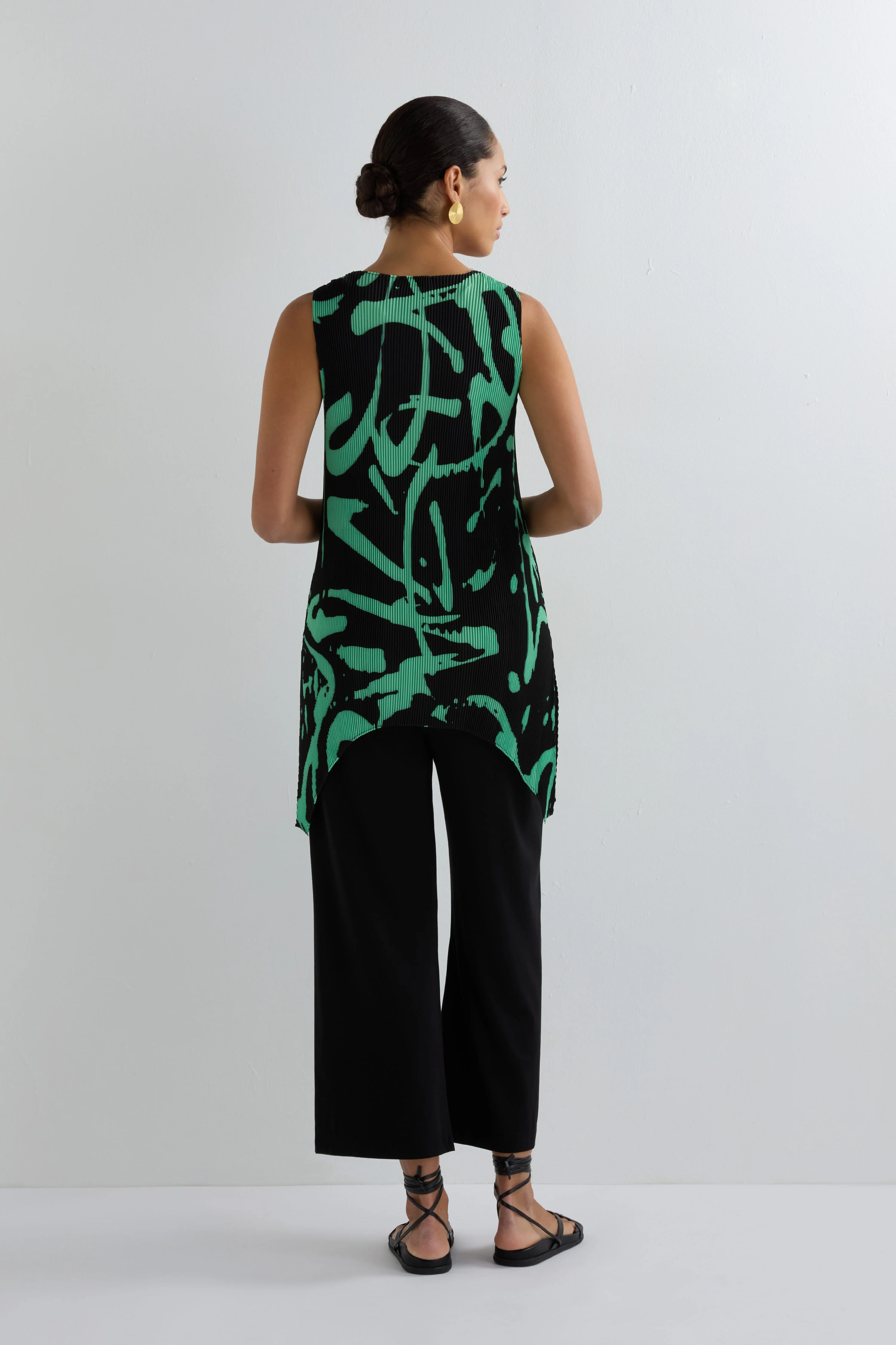 Long Print Pleated Vest - Image 5