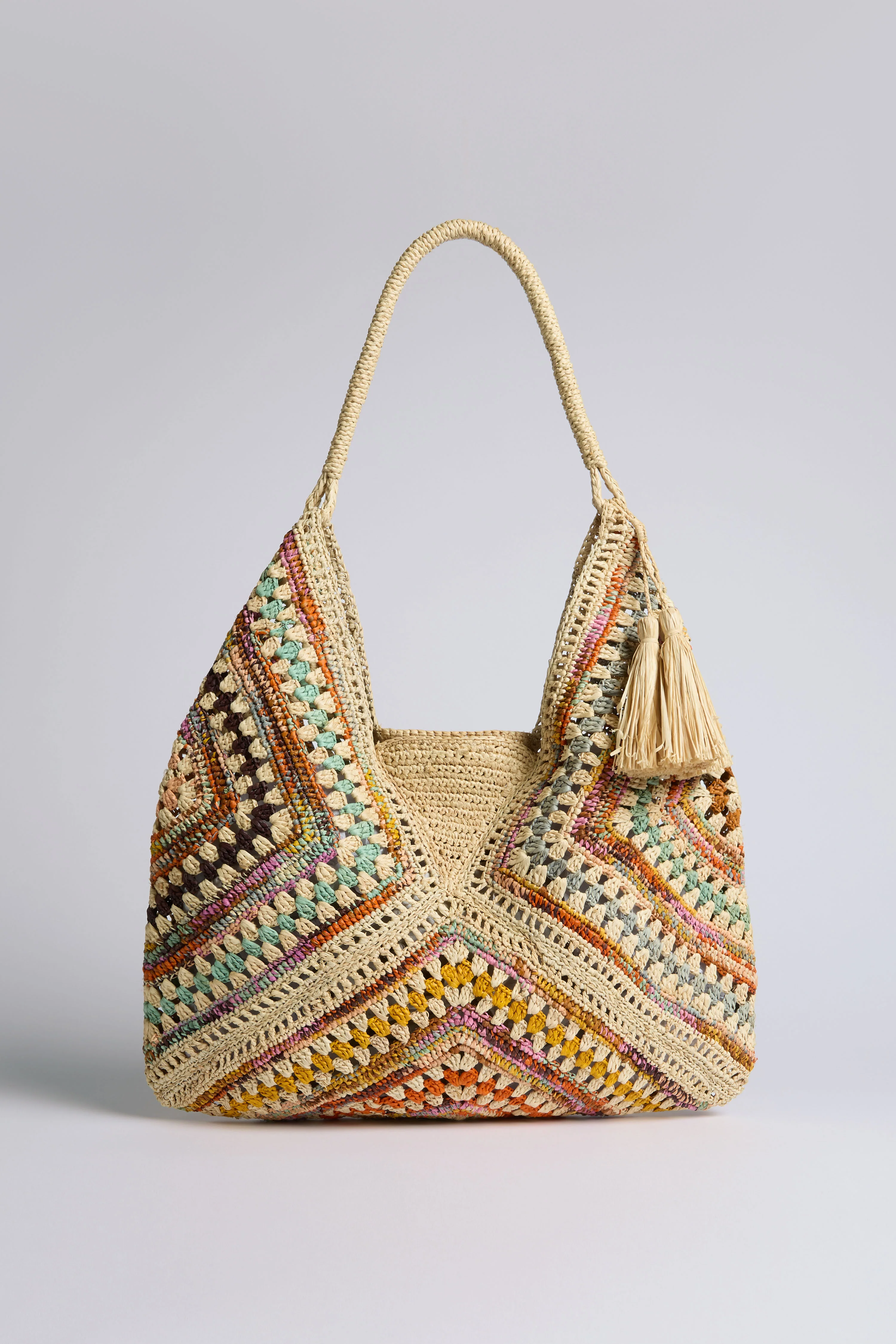 Natural Handwoven Bohemian Raffia Bag - Image 3