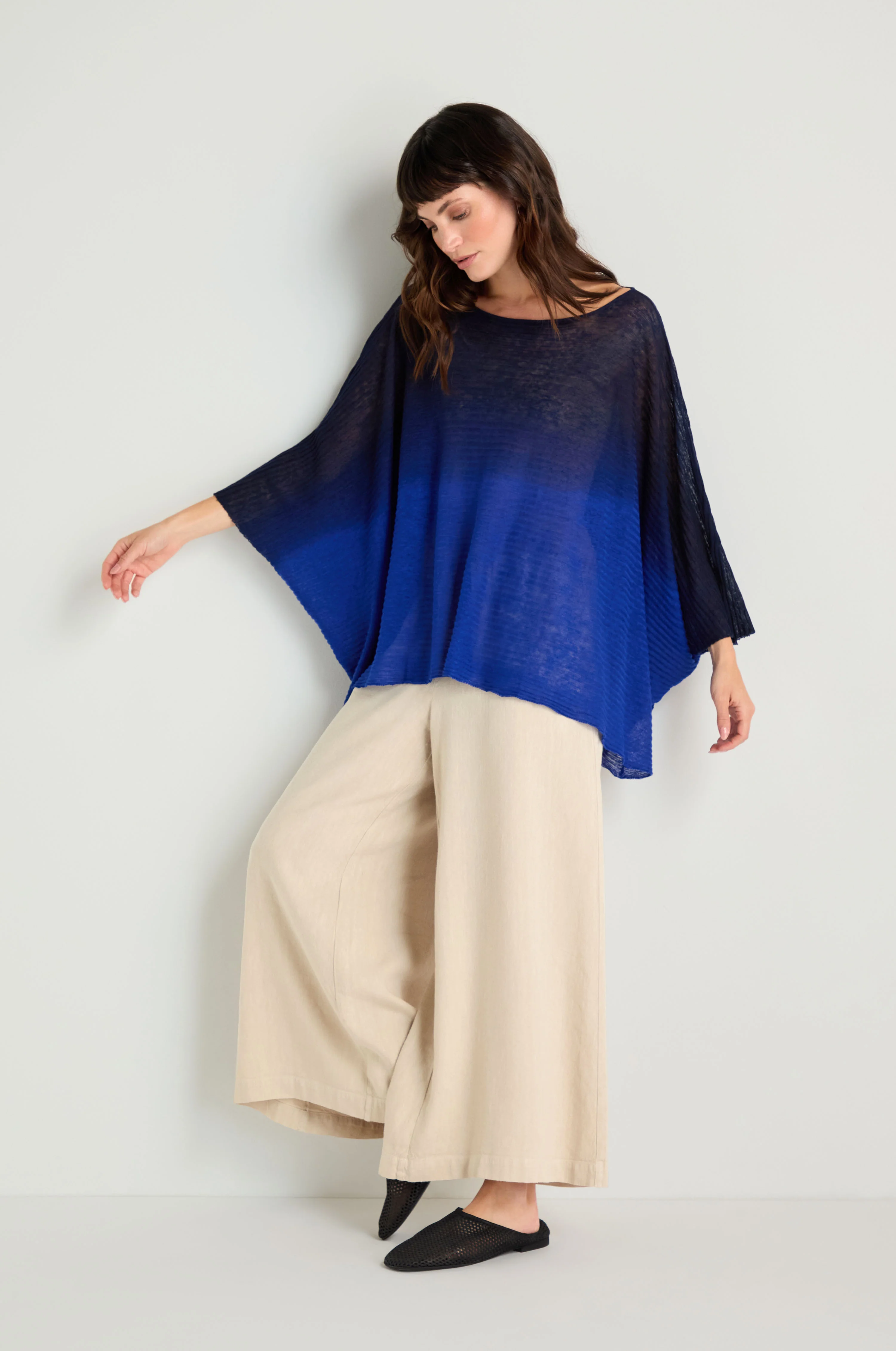 Navy Blue Dip Dye Knit Easy Top - Image 3