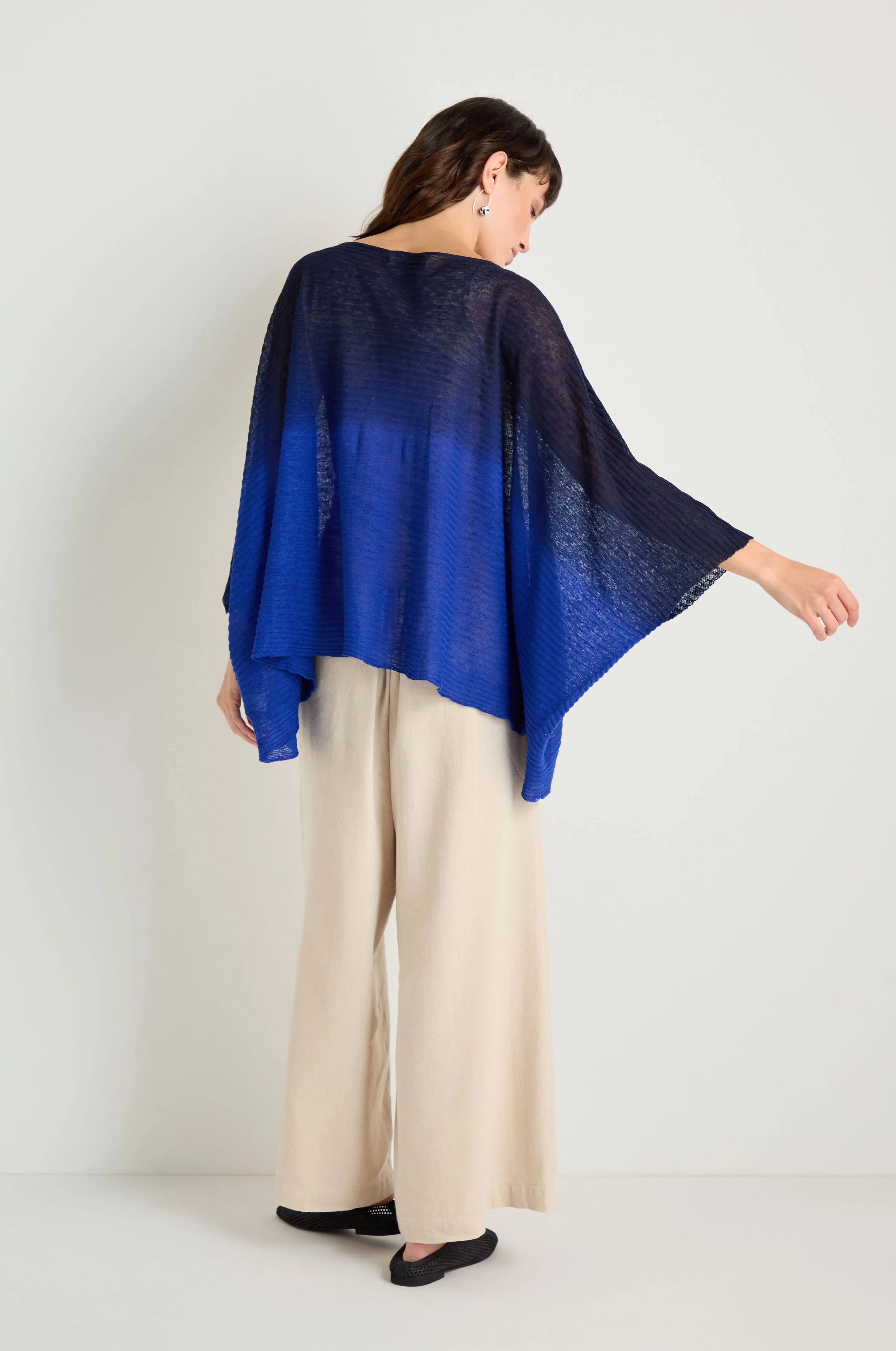 Navy Blue Dip Dye Knit Easy Top - Image 4