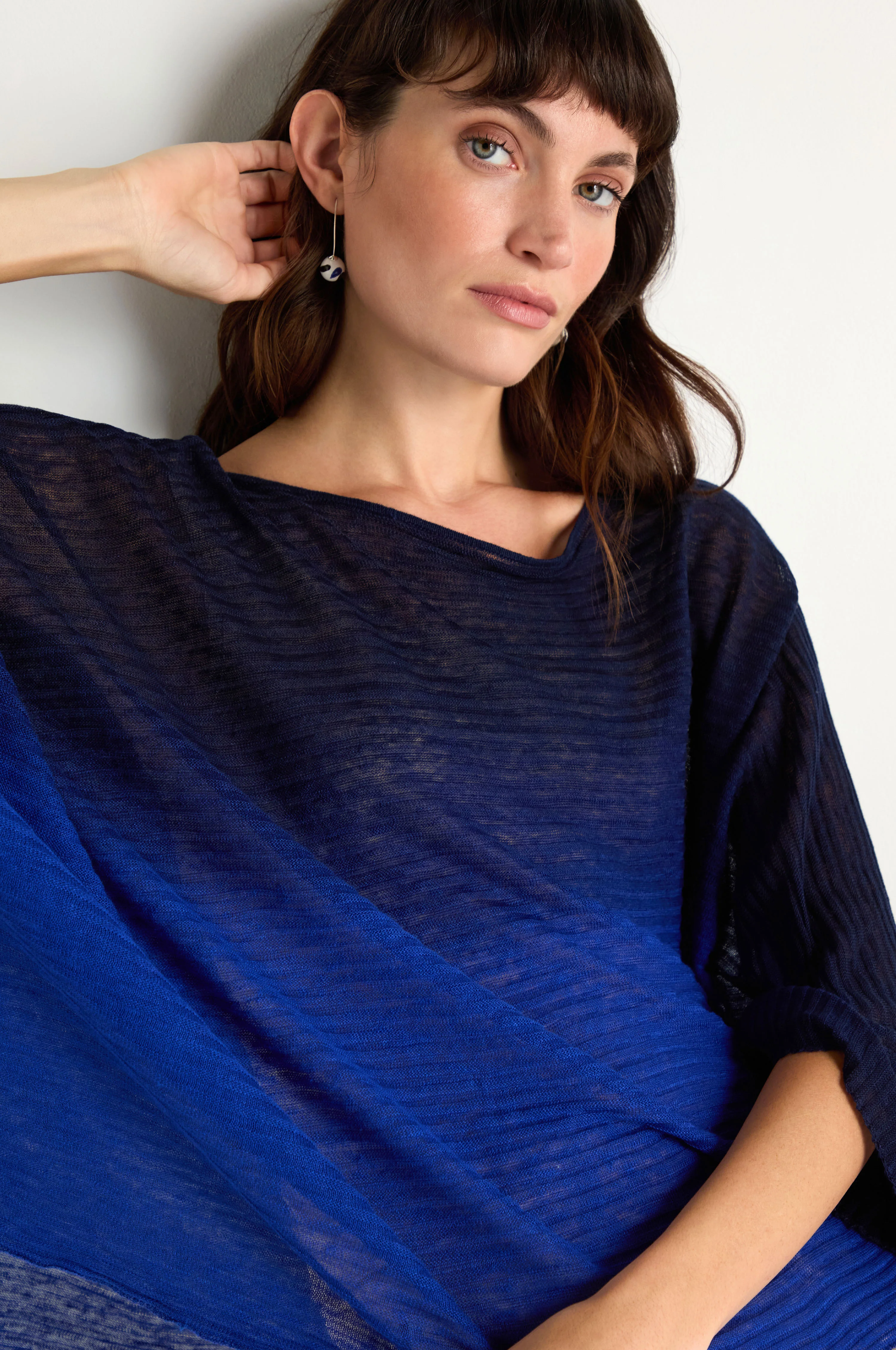 Navy Blue Dip Dye Knit Easy Top - Image 5