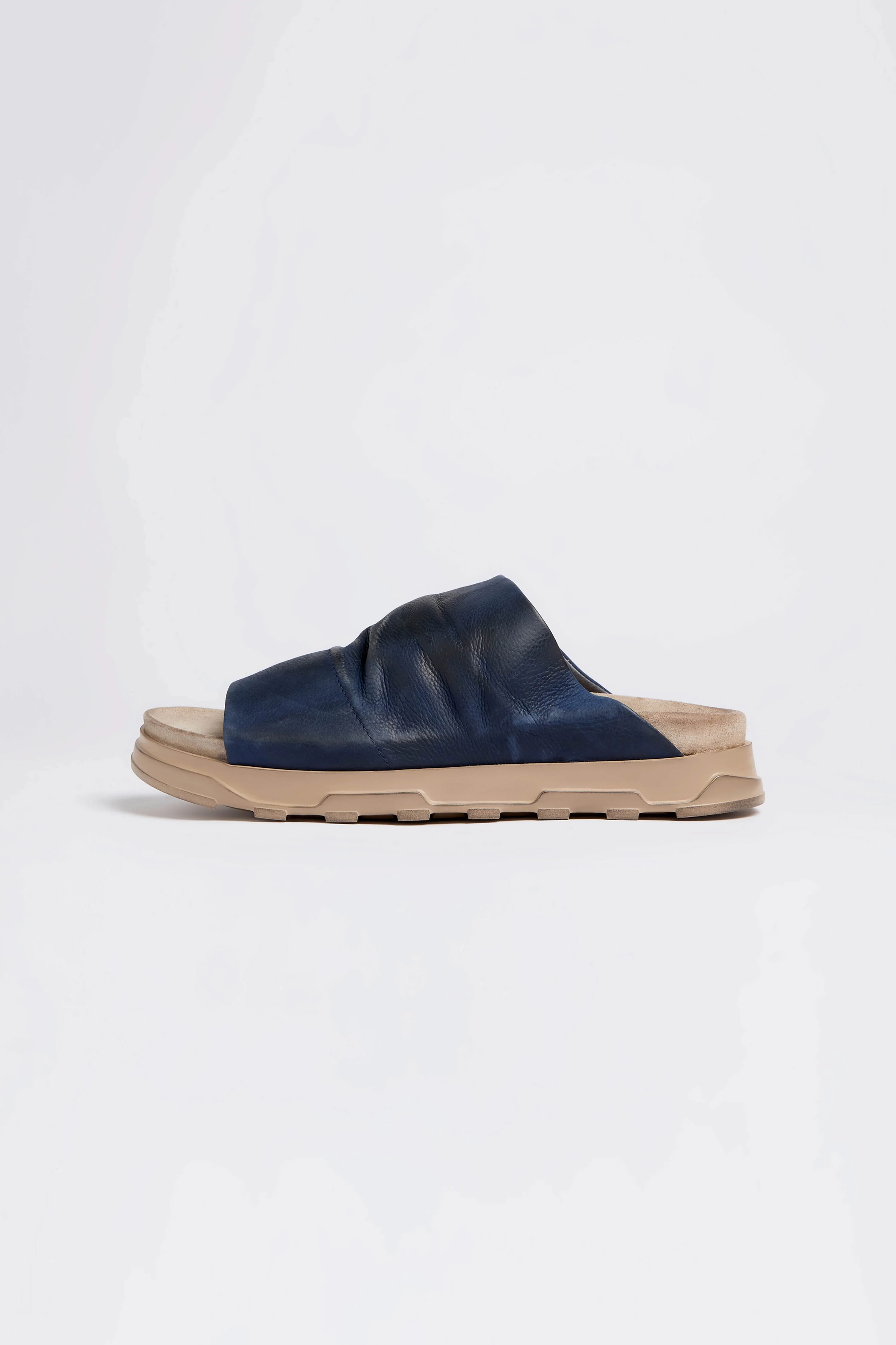 Navy Crushed Leather Sliders - Image 3