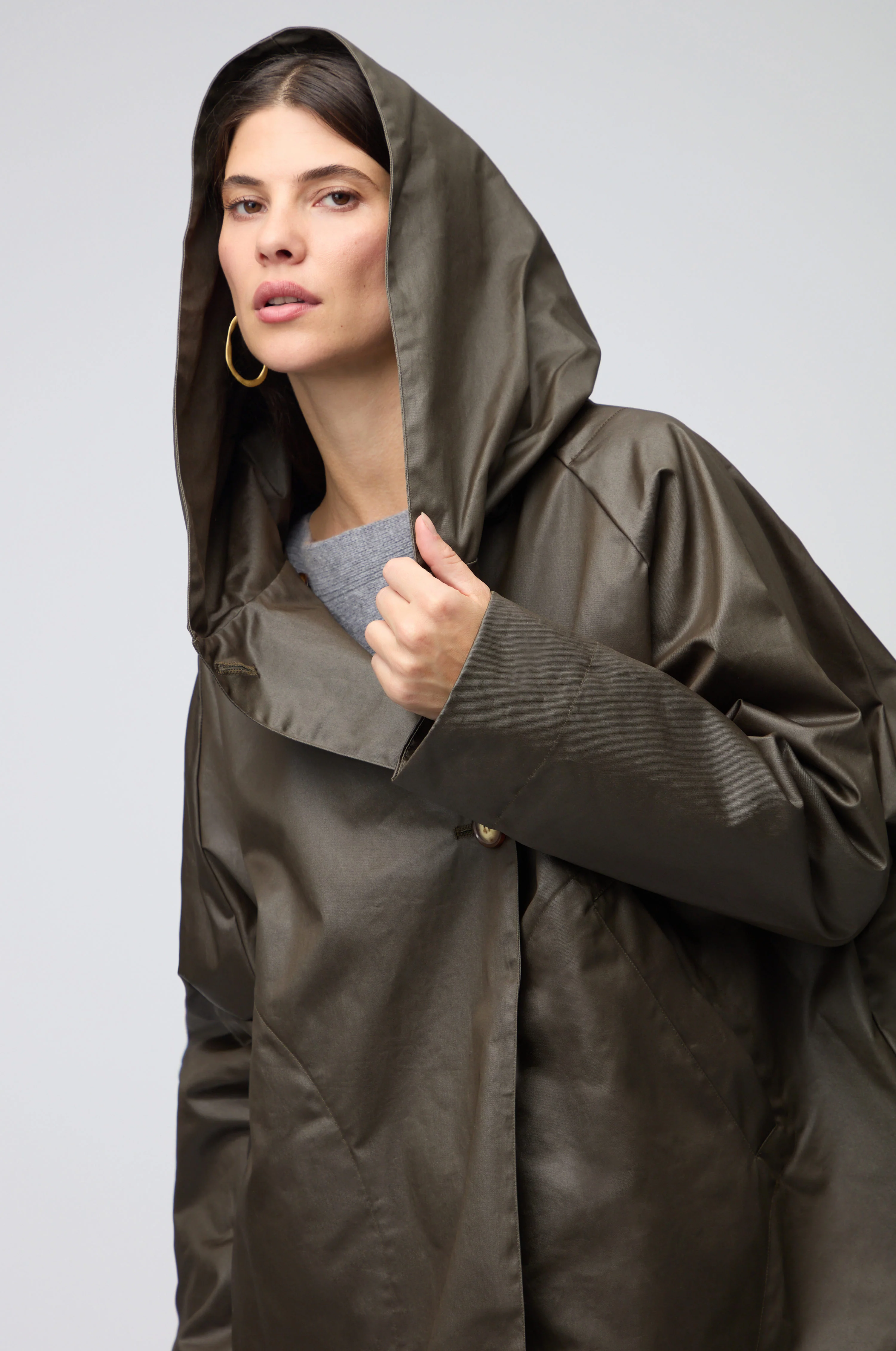 Olive Oversized Parka With Hood - Image 3