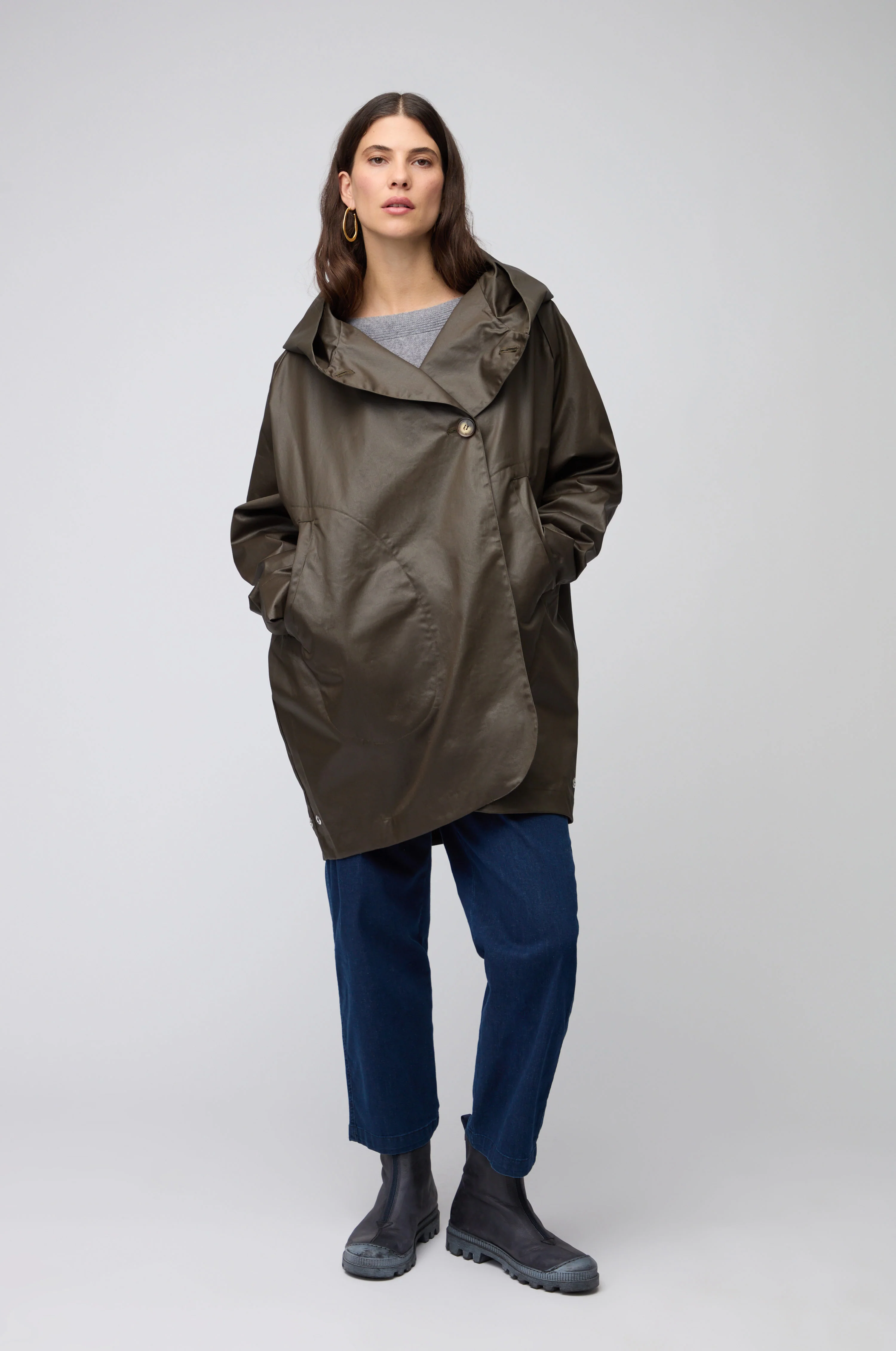 Olive Oversized Parka With Hood - Image 5