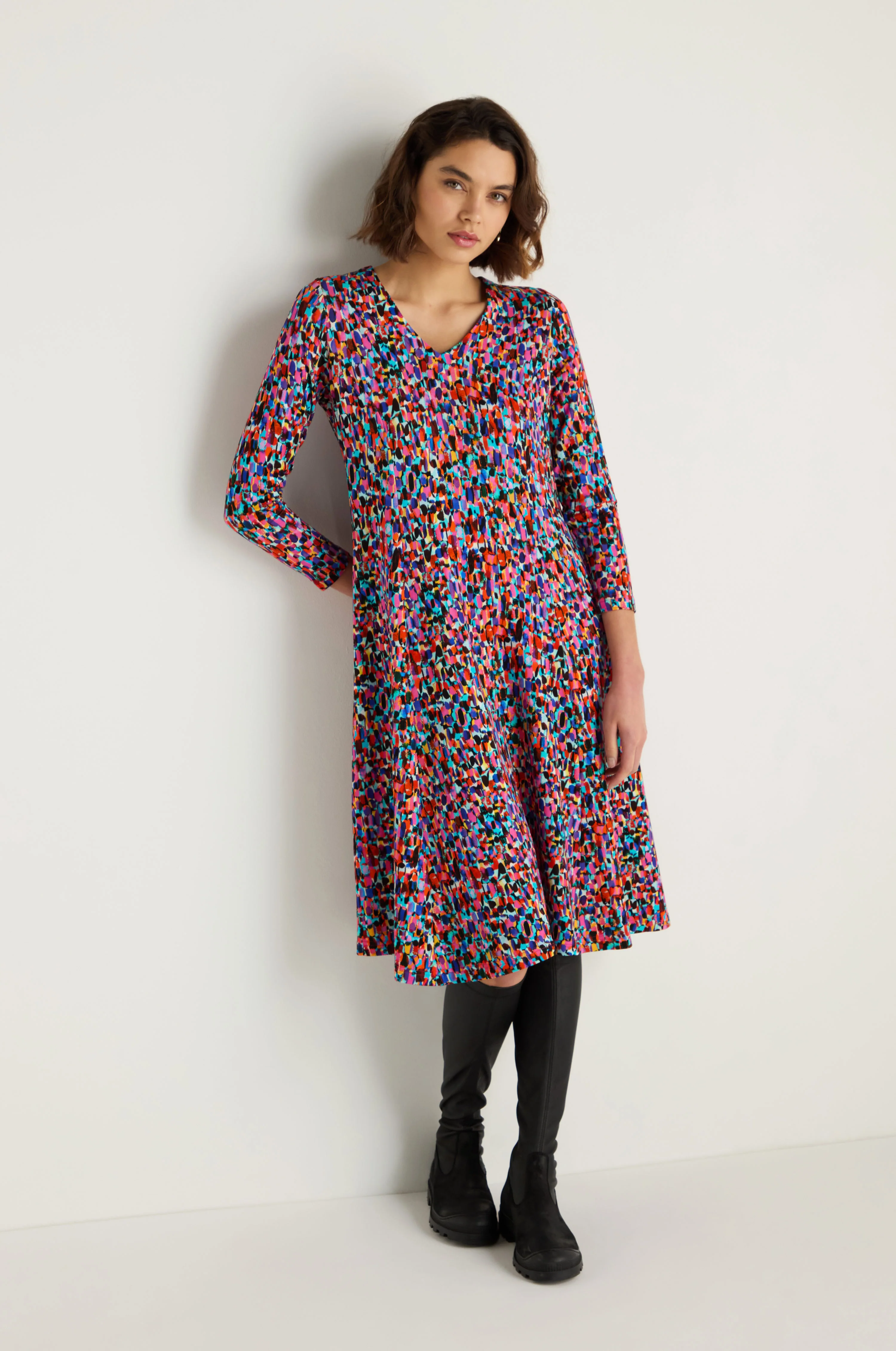 Painted Spots Jersey Flared Dress - Image 4