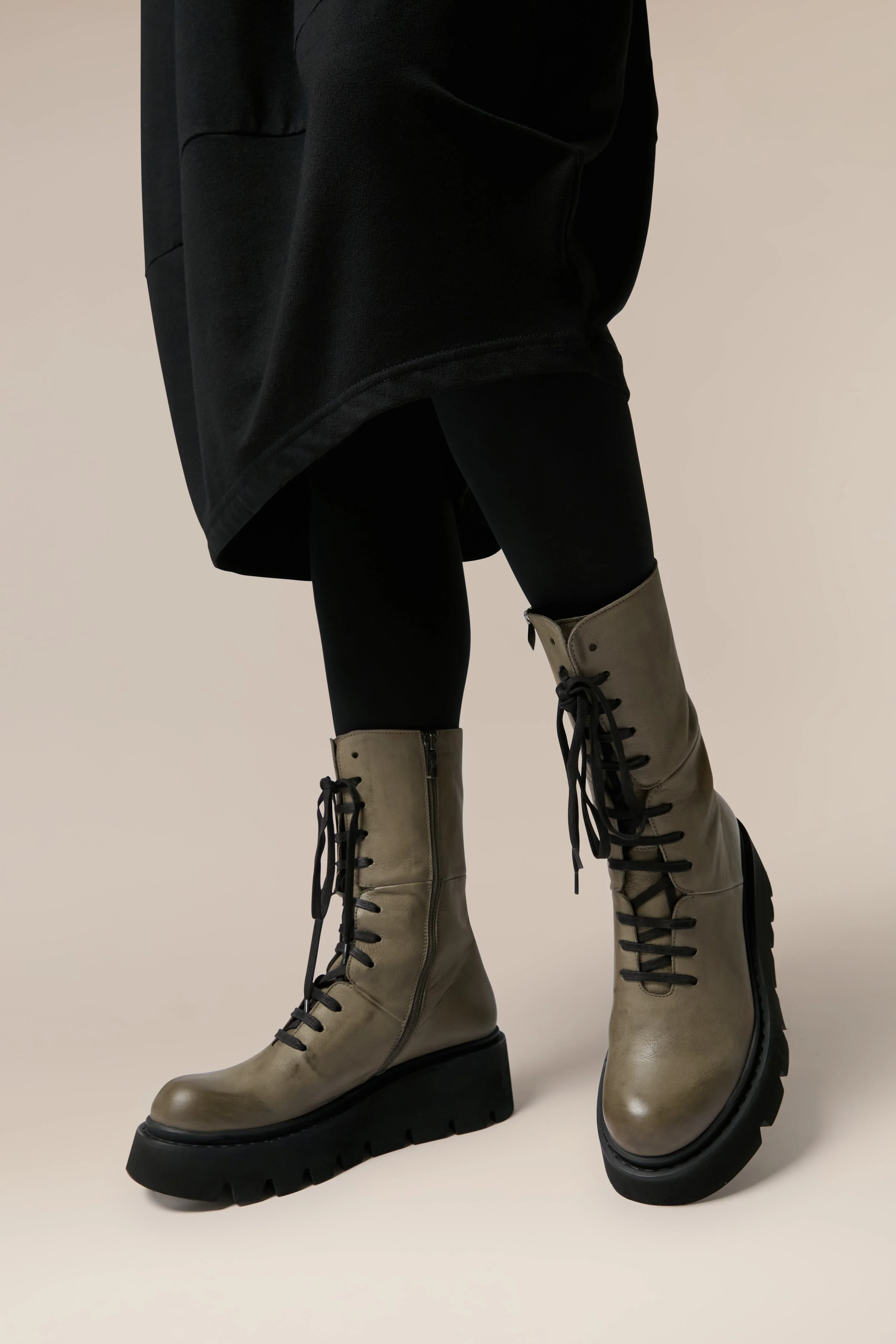 Platform Lace Up Leather Boots - Image 5