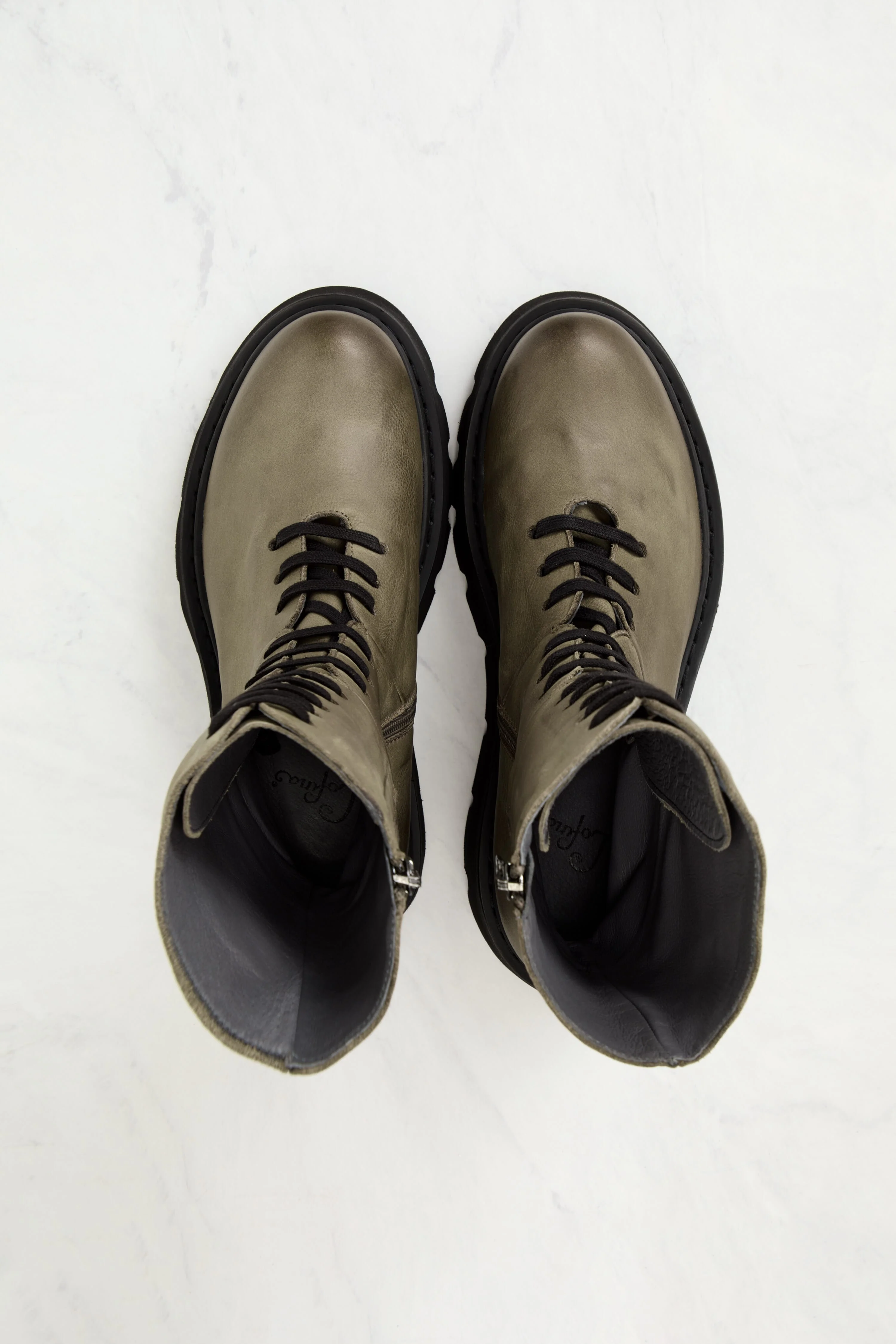 Platform Lace Up Leather Boots - Image 6