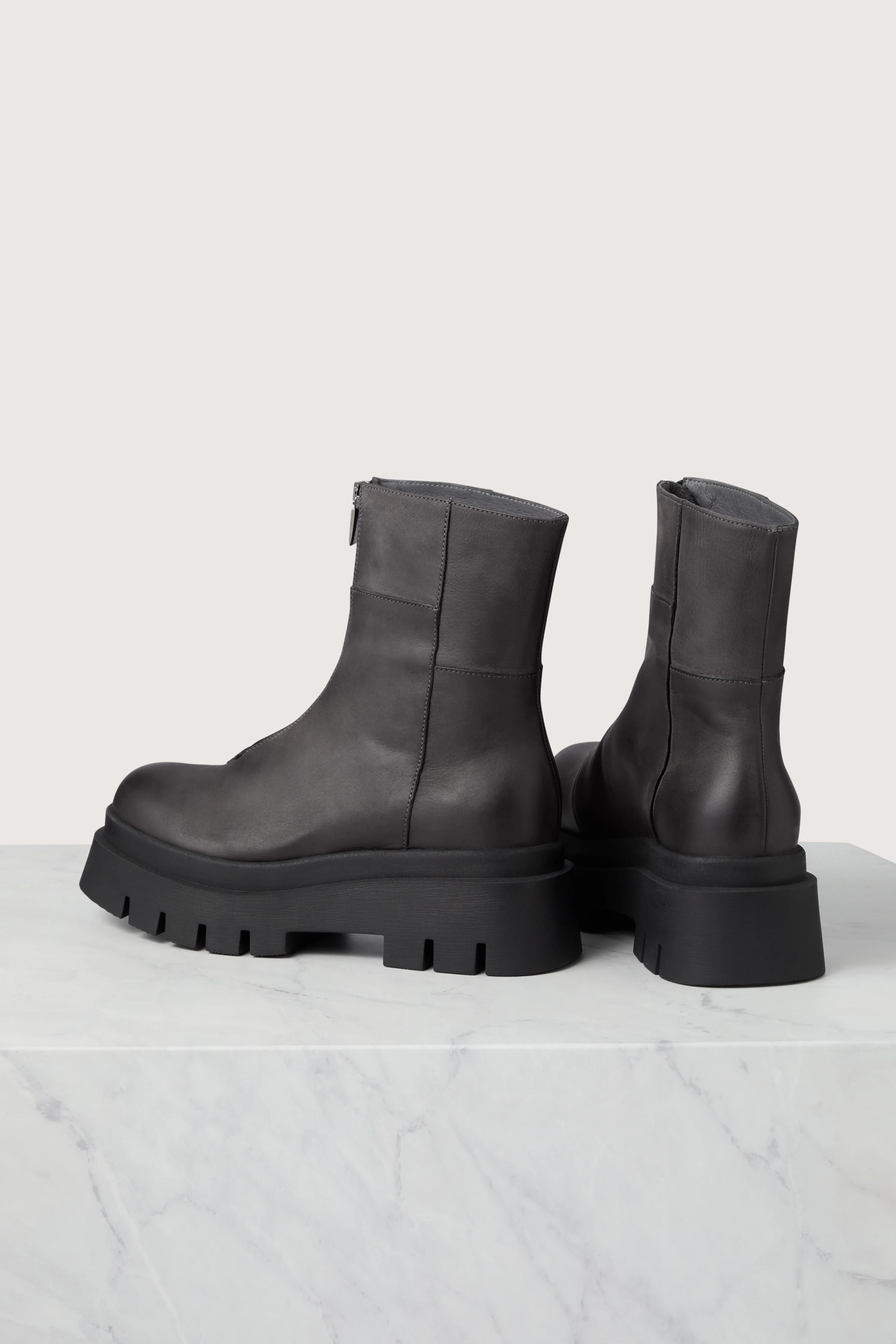 Platform Zip Front Leather Boots - Image 10