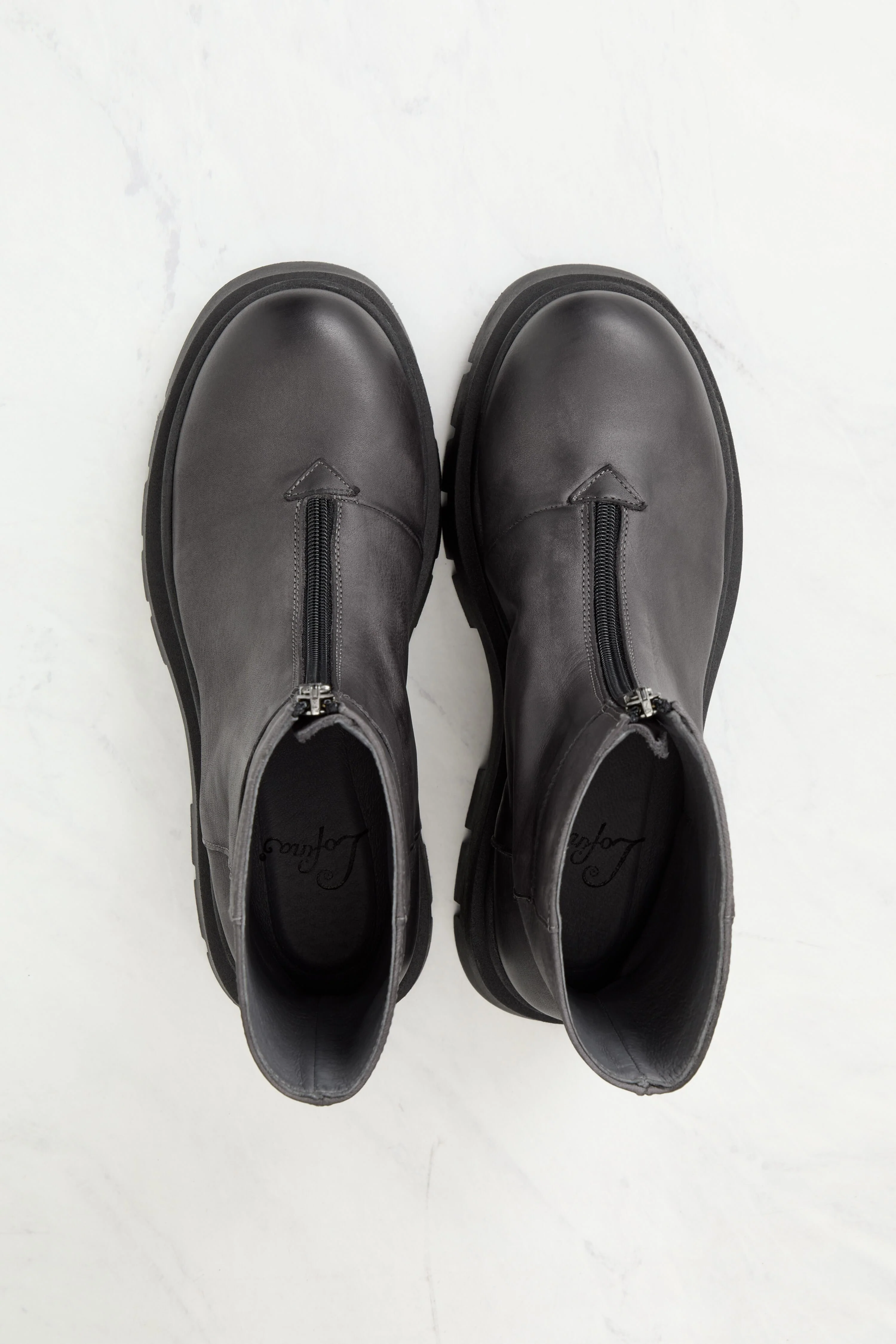 Platform Zip Front Leather Boots - Image 6