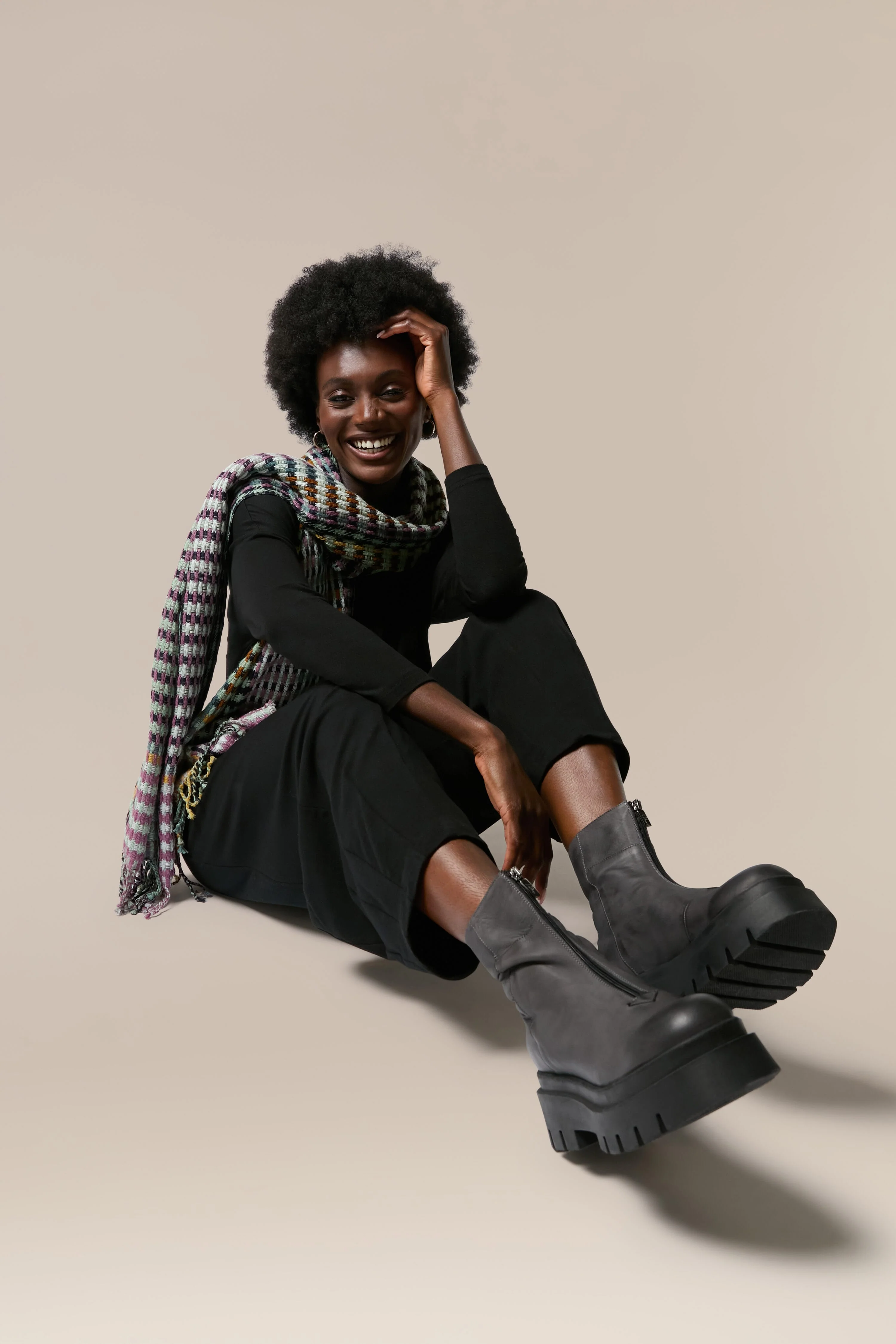 Platform Zip Front Leather Boots - Image 8