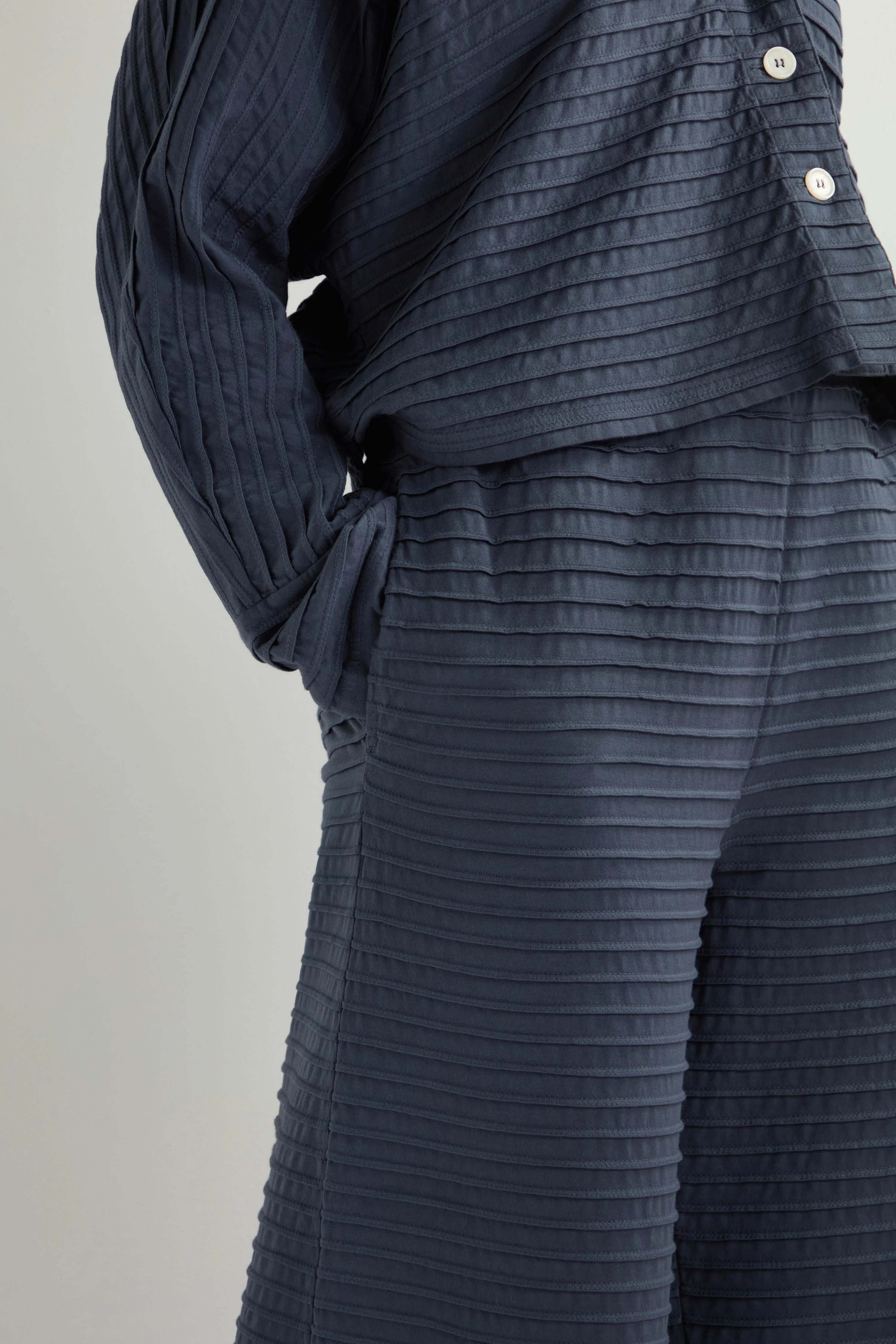 Pleated Jersey Wide Leg Trousers - Image 3