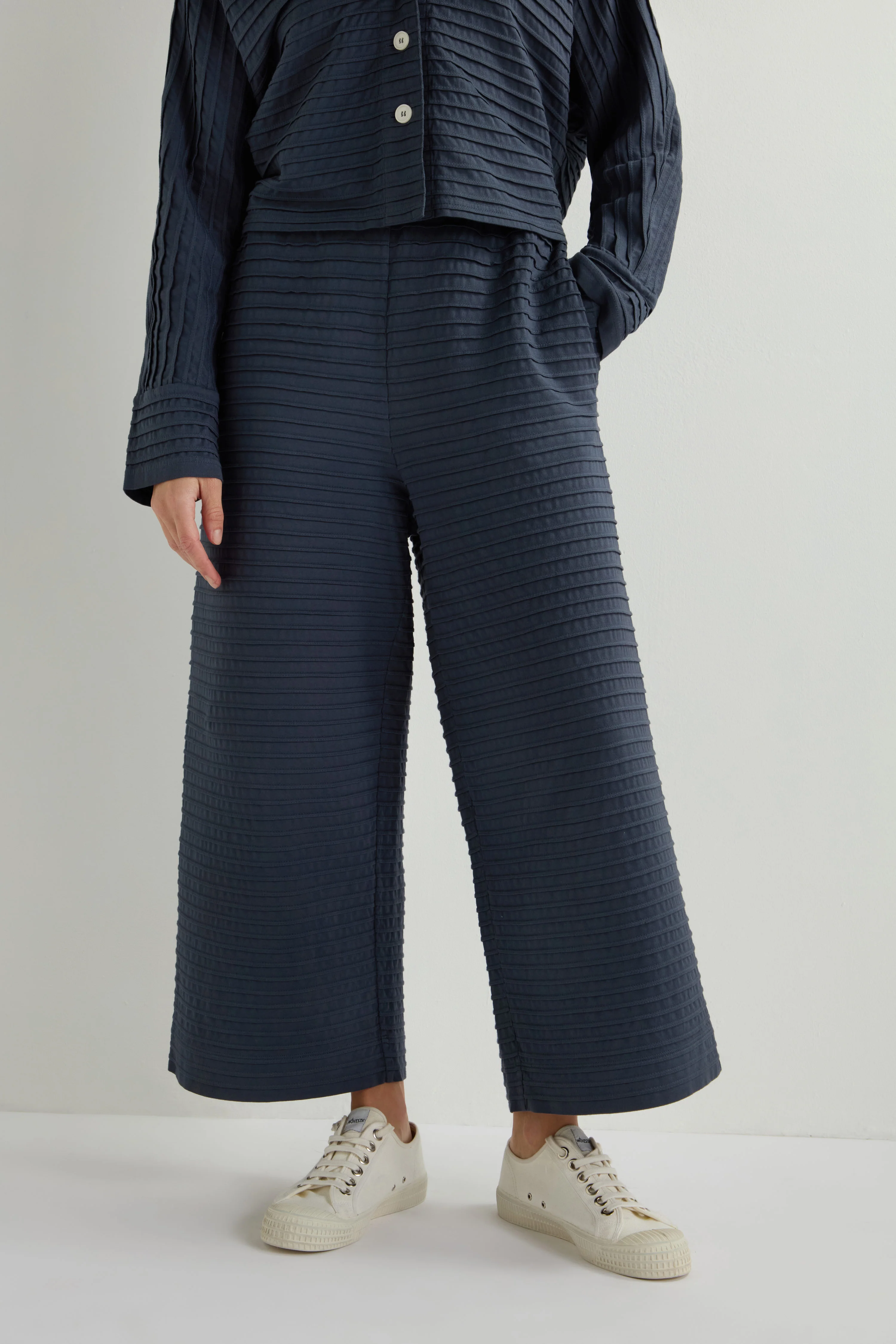 Pleated Jersey Wide Leg Trousers - Image 5