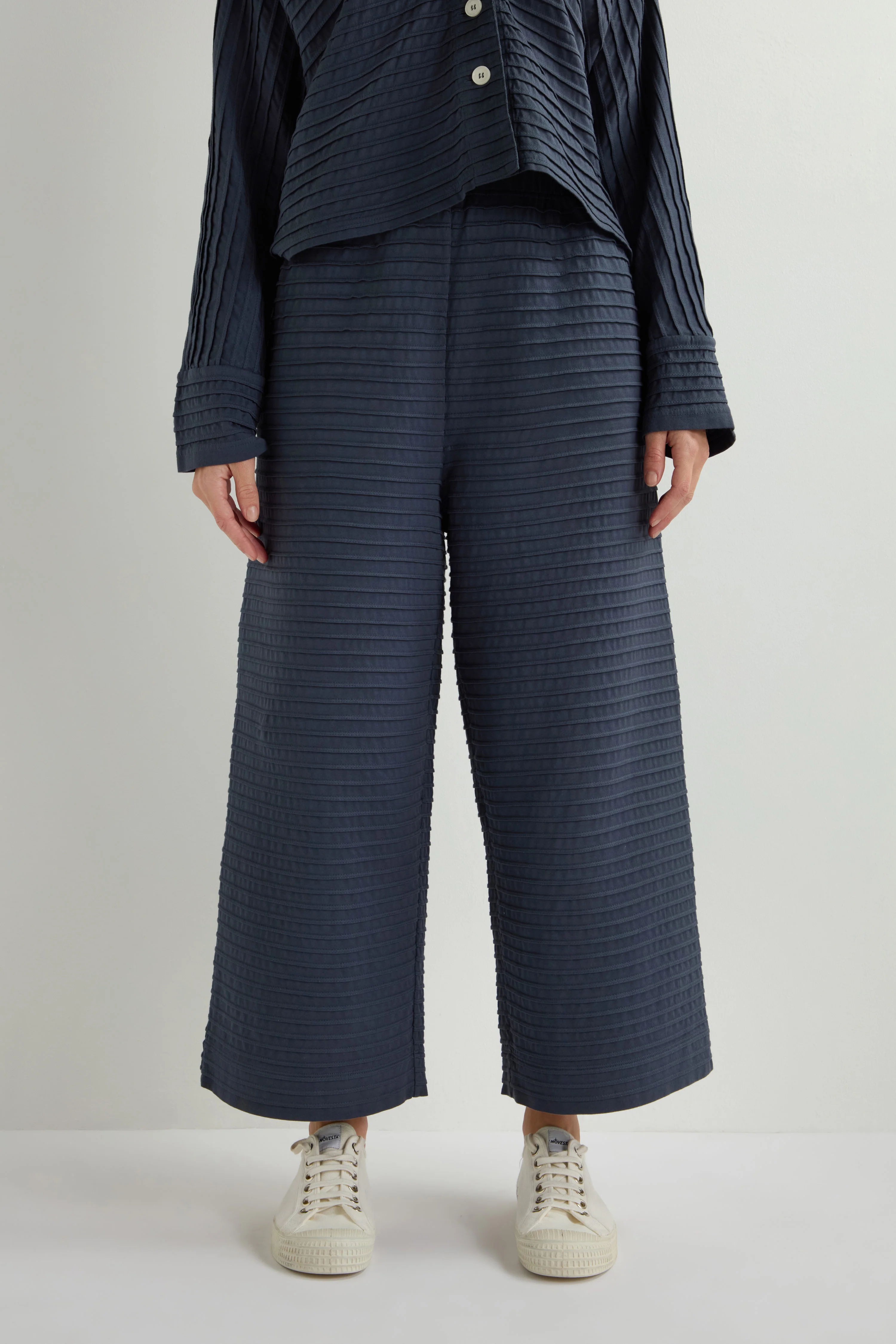 Pleated Jersey Wide Leg Trousers - Image 6