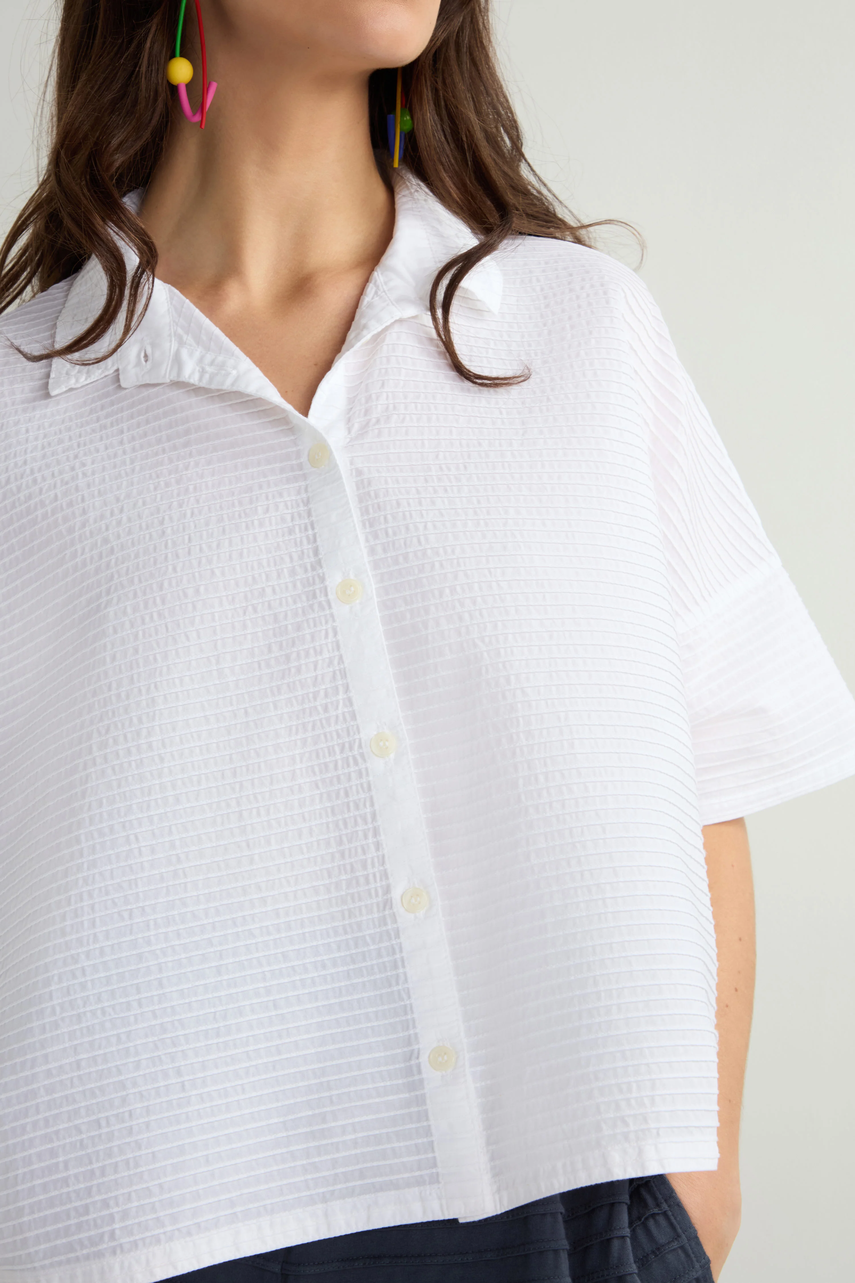 Pleated Short Boxy Shirt - Image 3