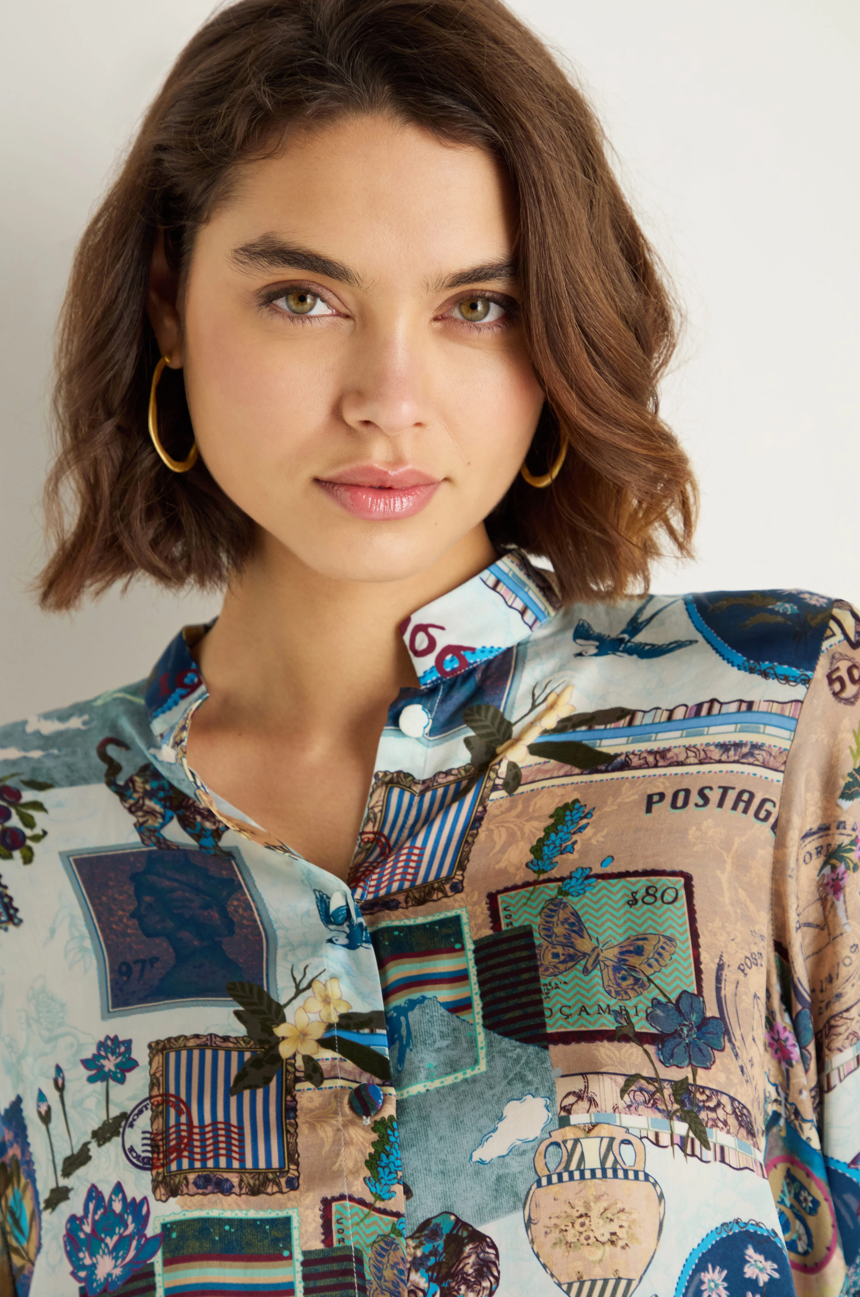 Postcard Print Cupro Shirt - Image 3