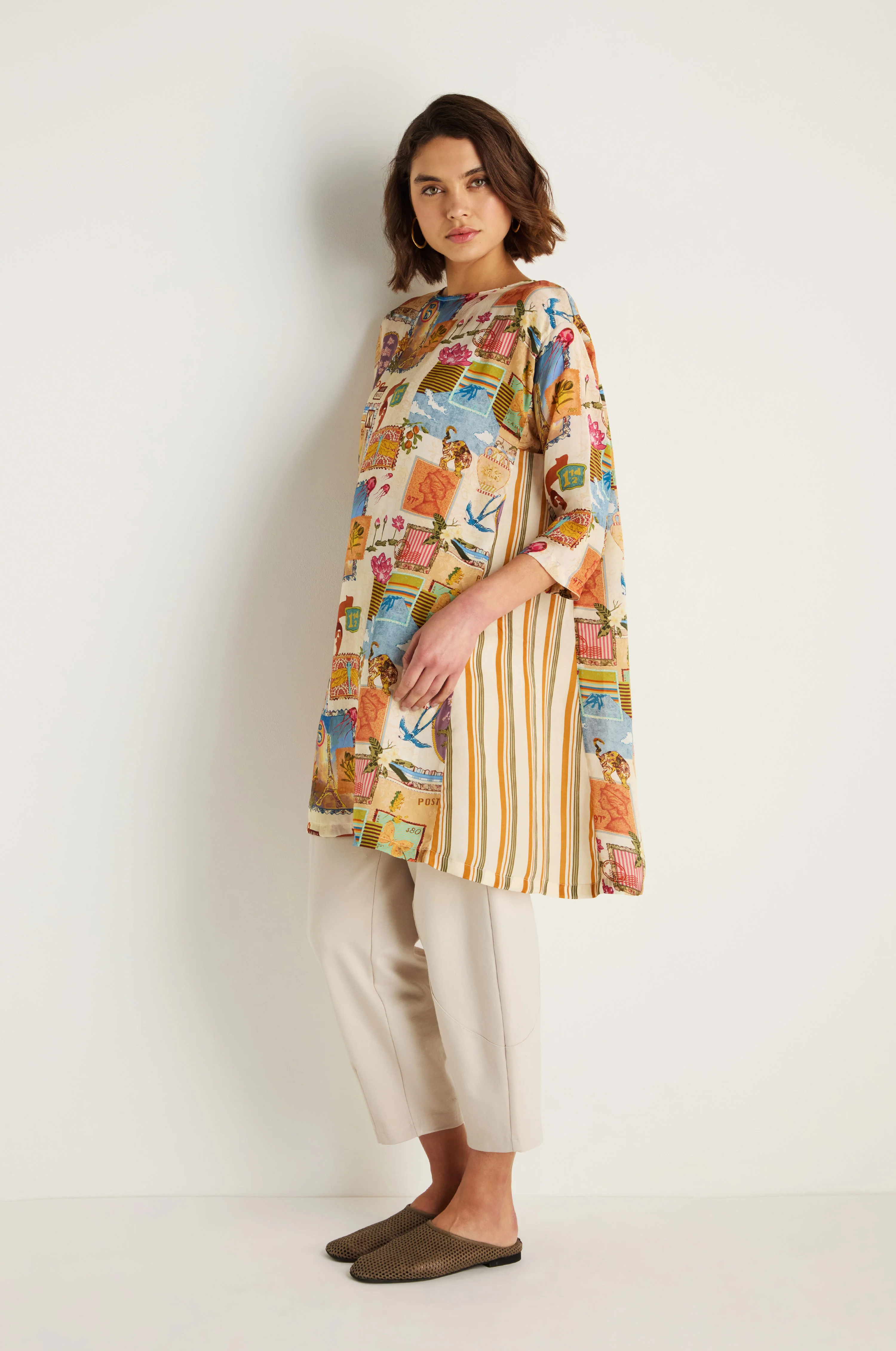 Postcard Print Cupro Tunic - Image 3