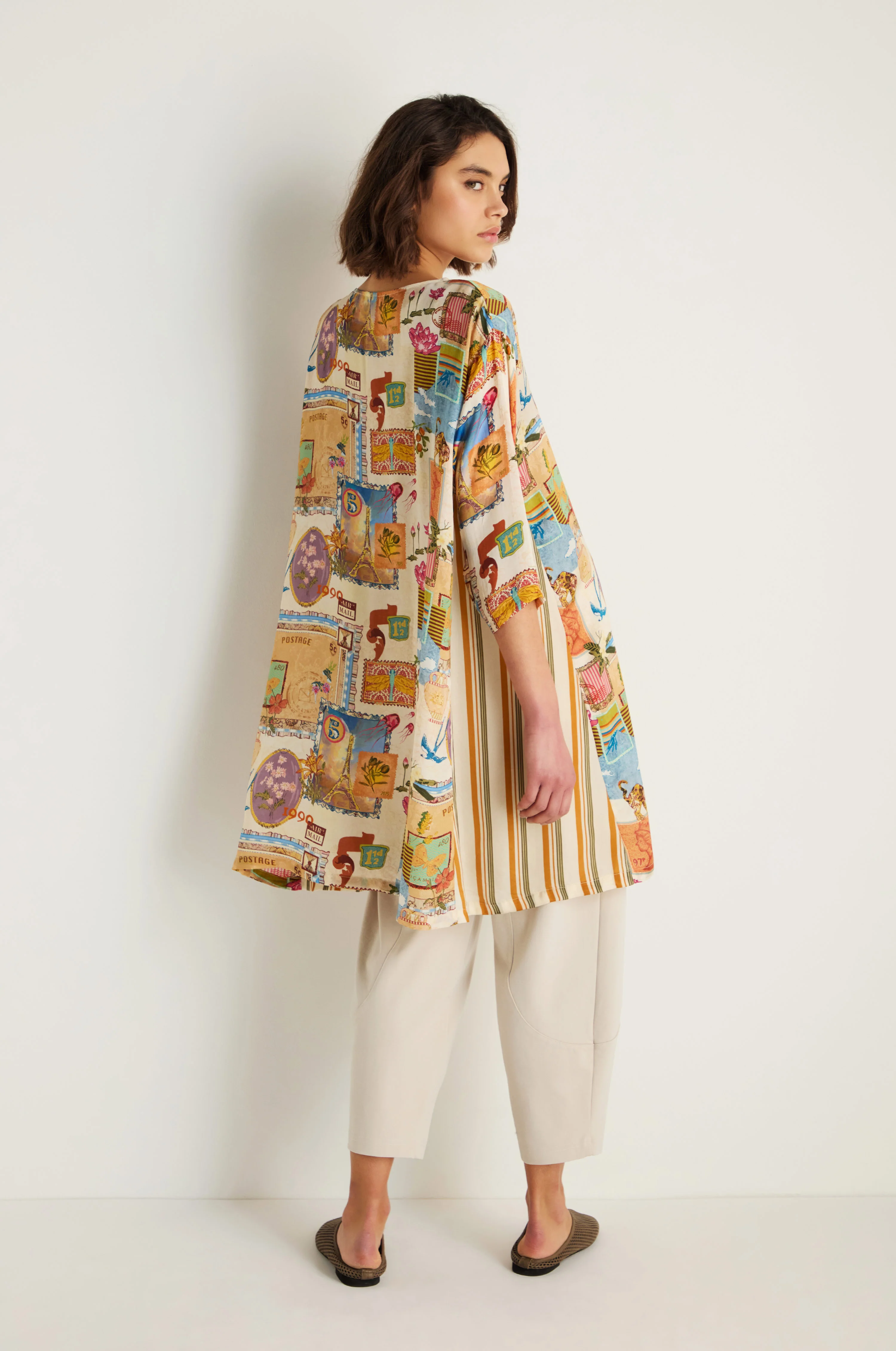 Postcard Print Cupro Tunic - Image 4