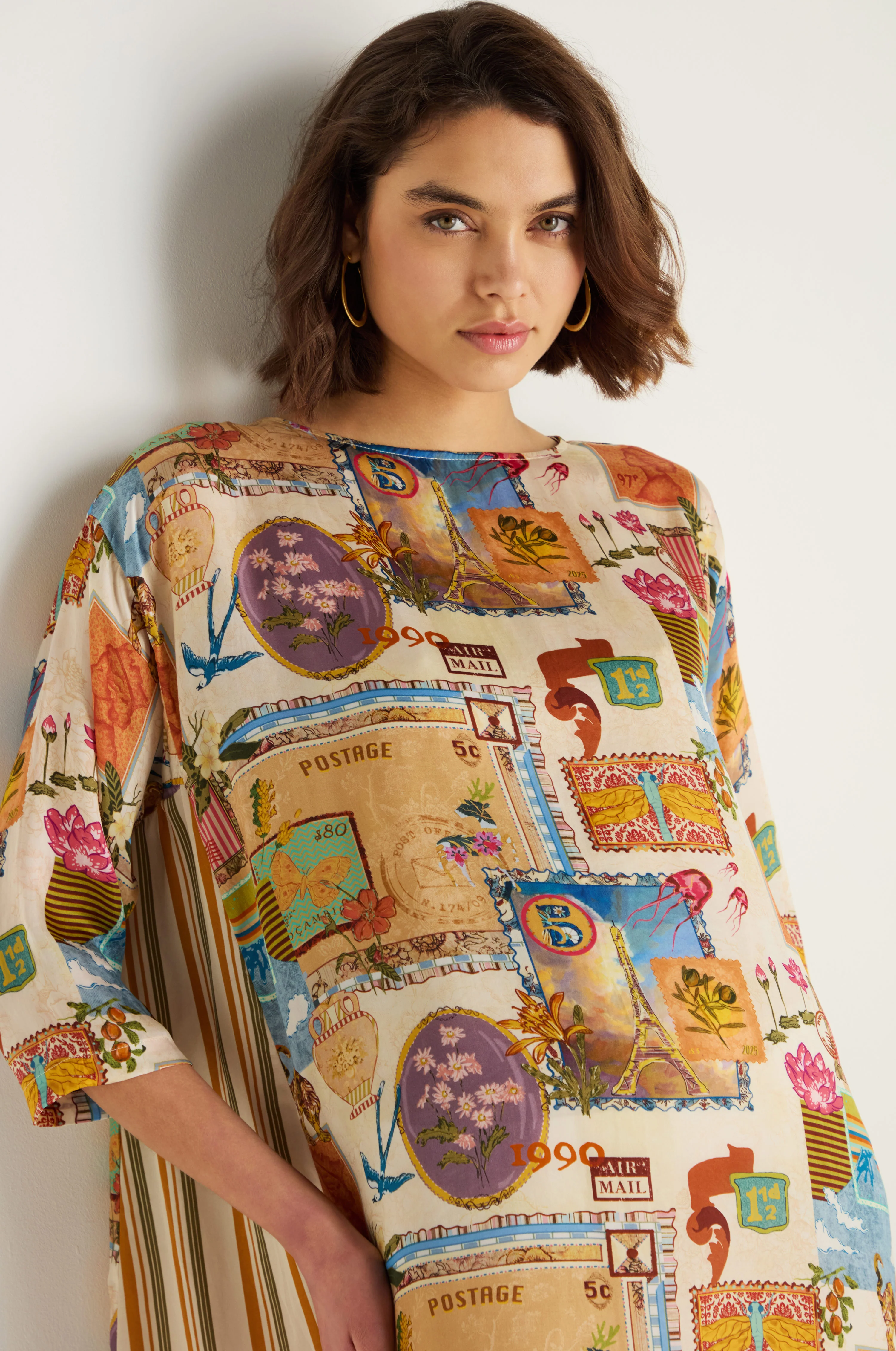 Postcard Print Cupro Tunic - Image 5