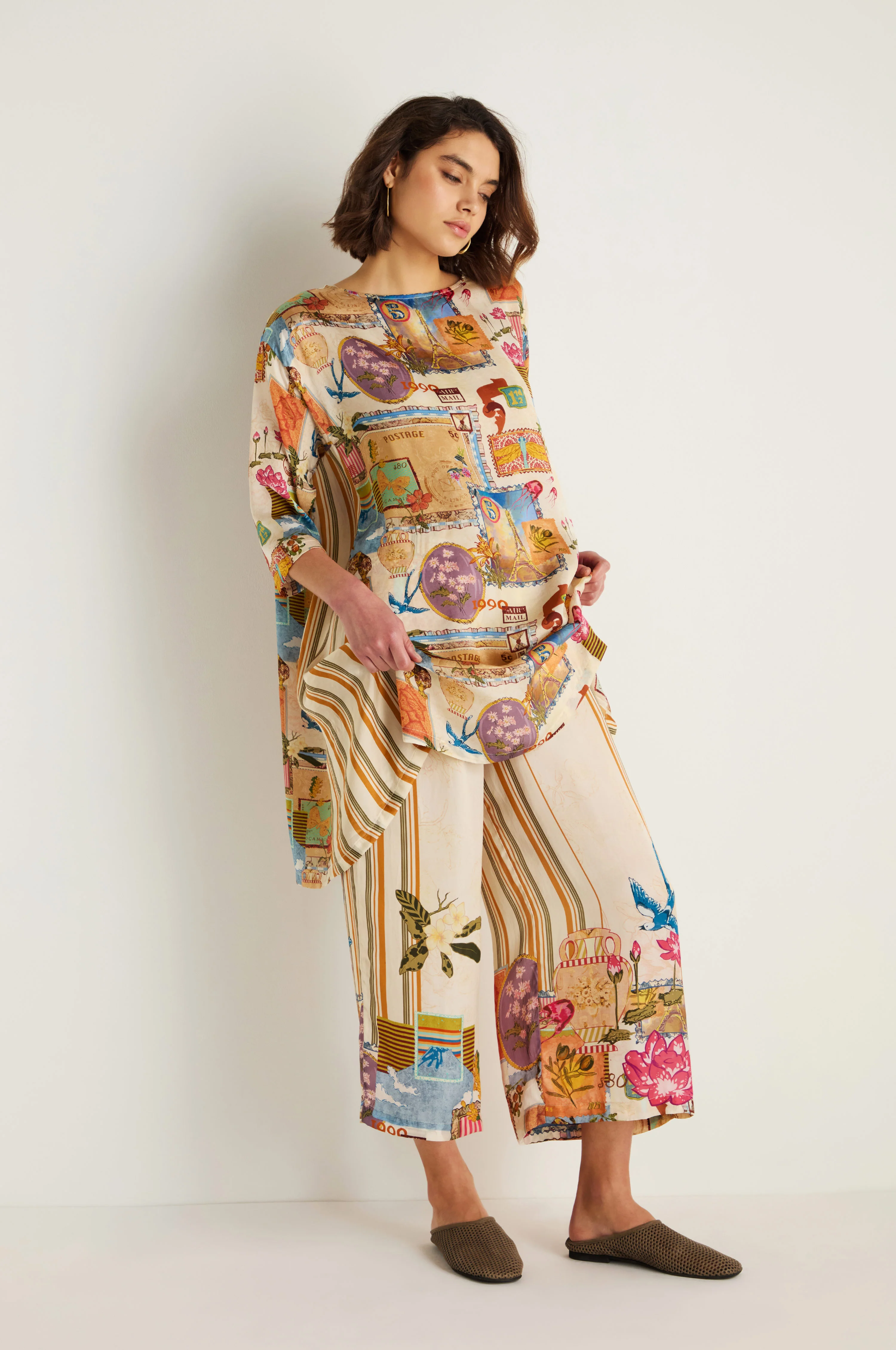 Postcard Print Stripe Trousers - Image 3