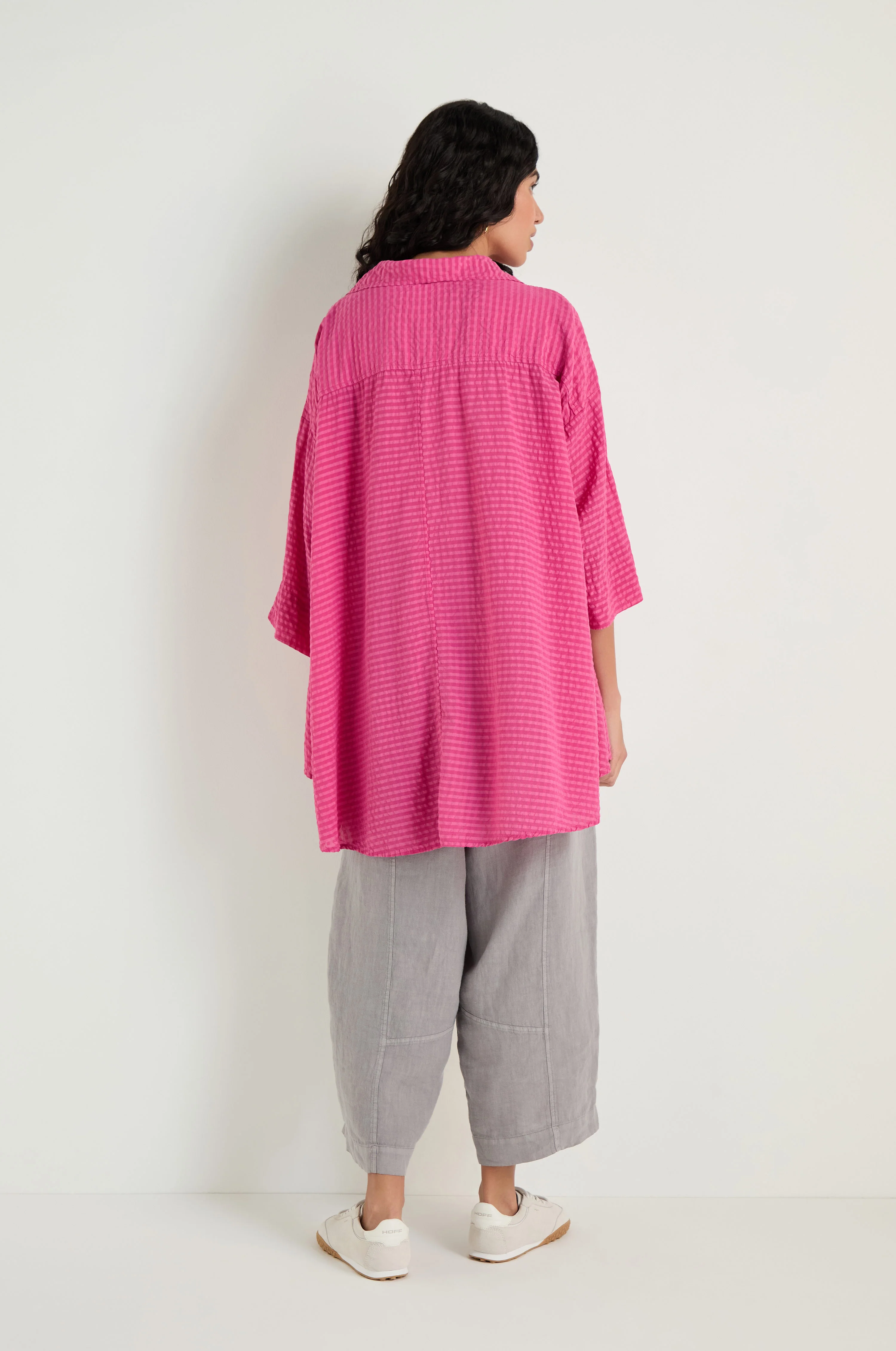 Seersucker Silk Blend Flared Shirt - Image 4