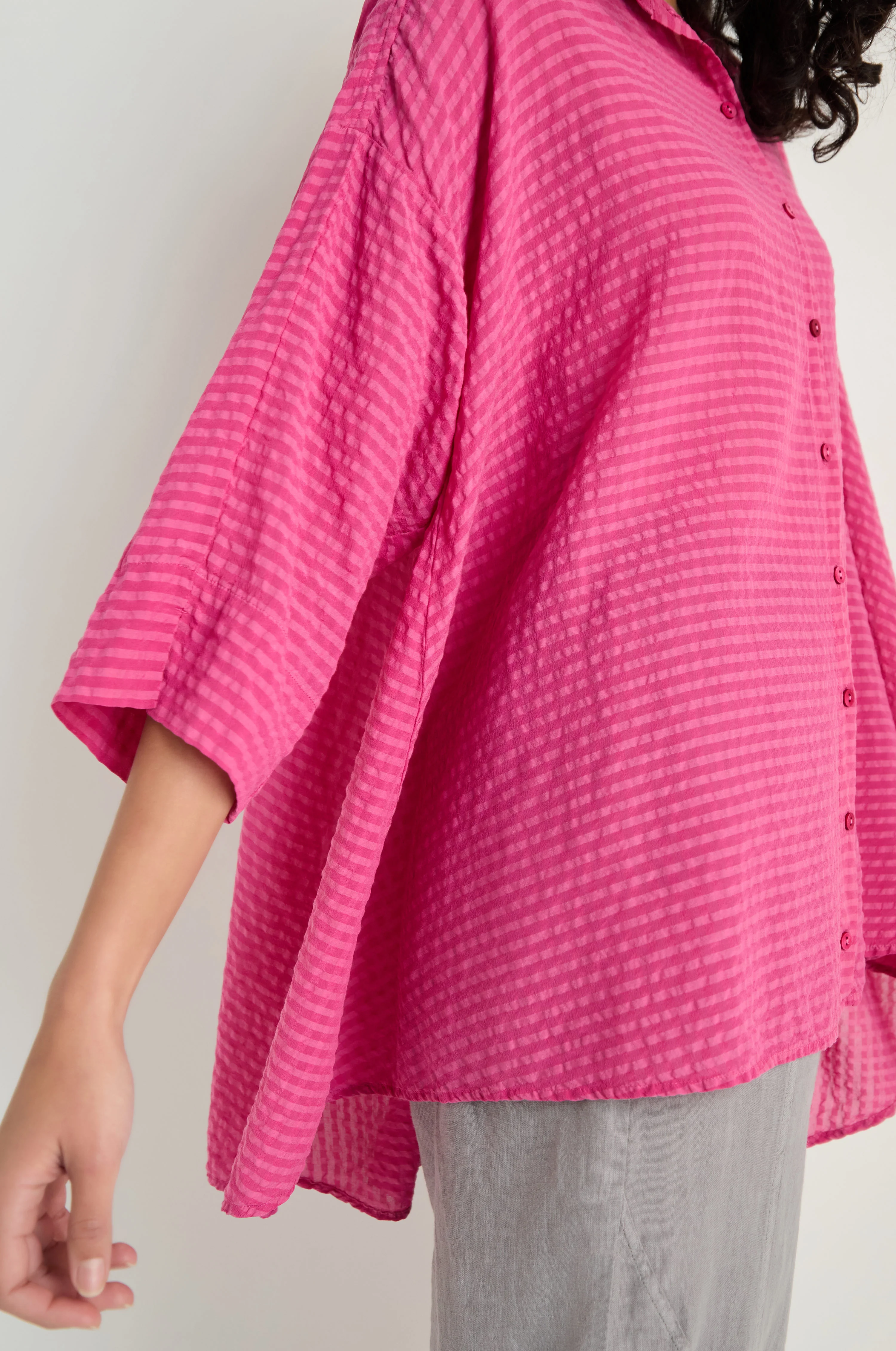 Seersucker Silk Blend Flared Shirt - Image 5